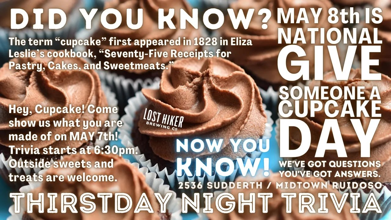 Lost Hiker Brewing Thirstday Night Trivia "Give Someone a Cupcake Day"