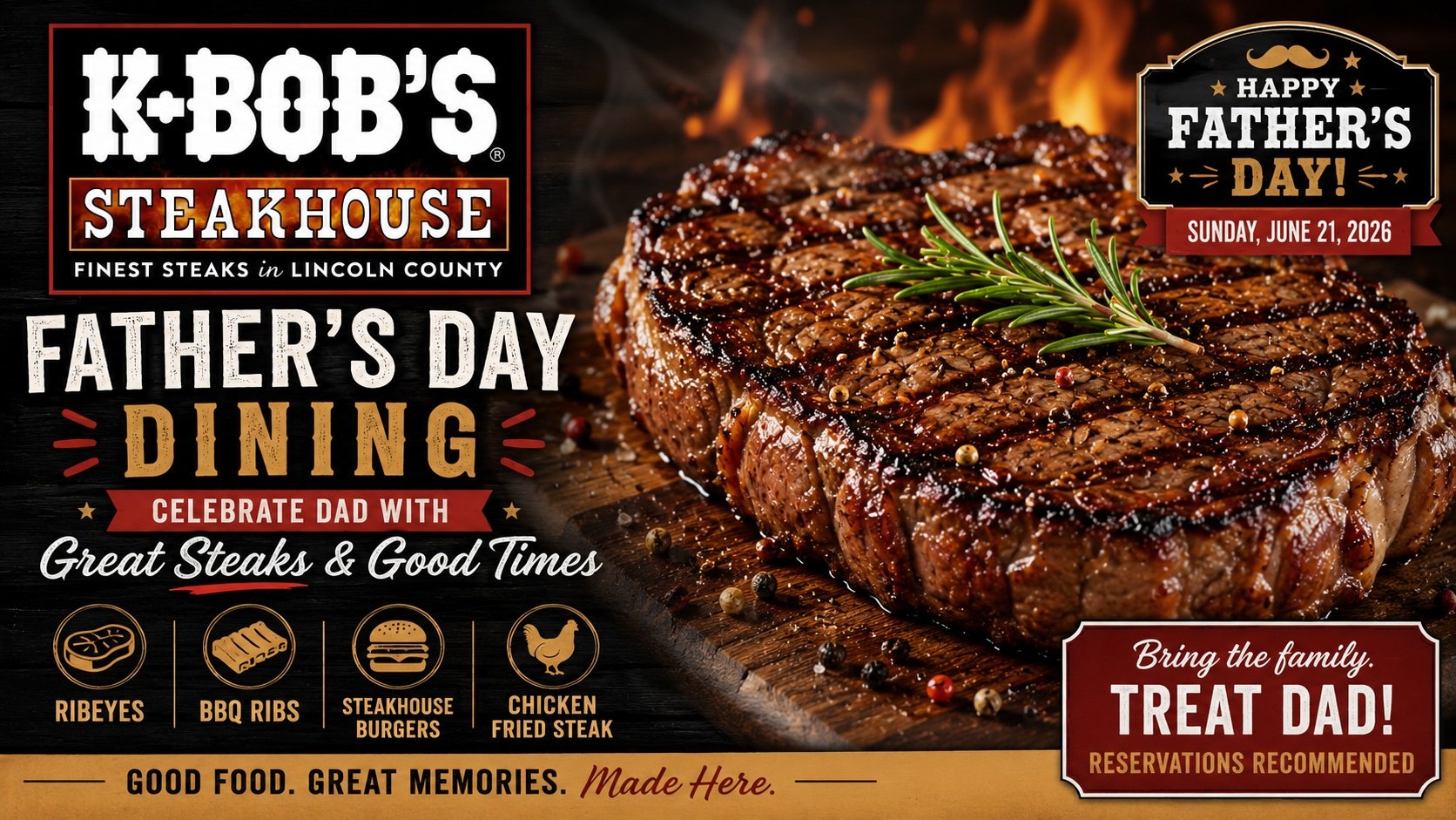 Father’s Day Dining at K-Bob’s Steakhouse