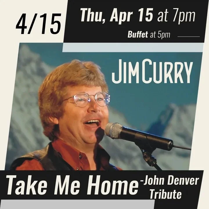 Promotional image for Jim Curry’s Take Me Home, a John Denver tribute, showing a musician singing into a microphone for the April 15 performance at Spencer Theater near Ruidoso.