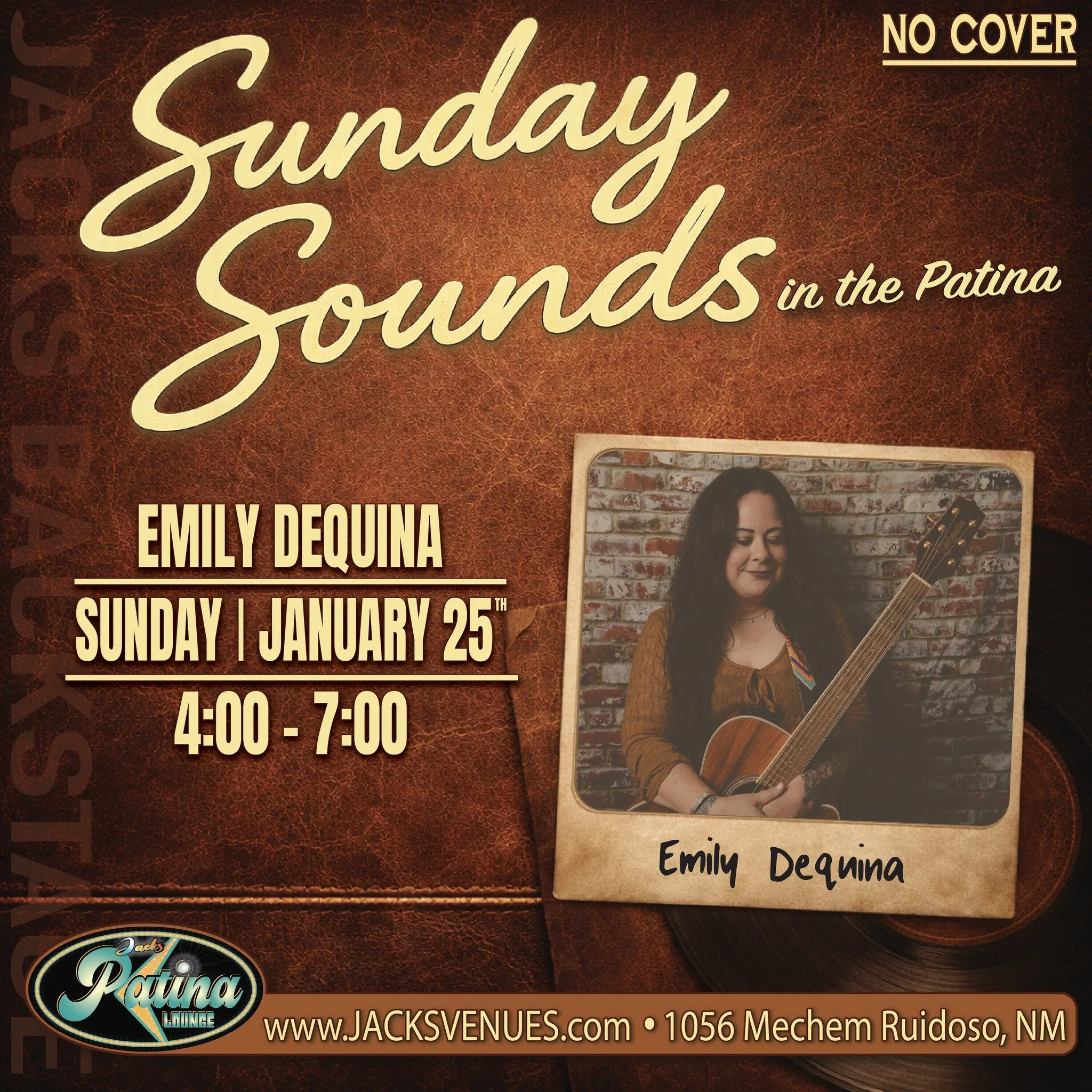 Promotional event graphic for live music at Jacks Patina Lounge in Ruidoso, NM