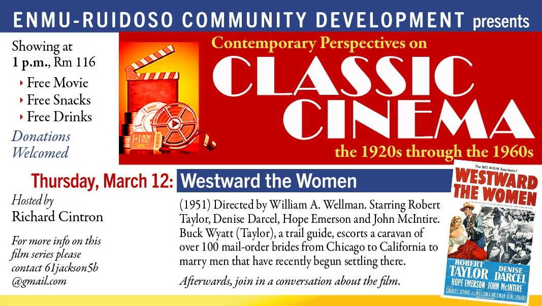 Promotional event graphic for Classic Film Series at ENMU in Ruidoso, NM