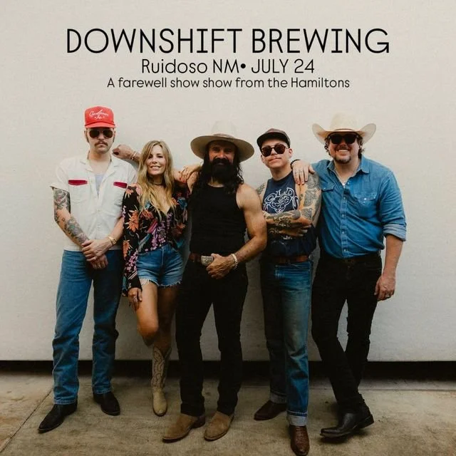 Phil Hamilton Band posing together to promote their farewell show at Downshift Brewing in Ruidoso on July 24, 2026.
