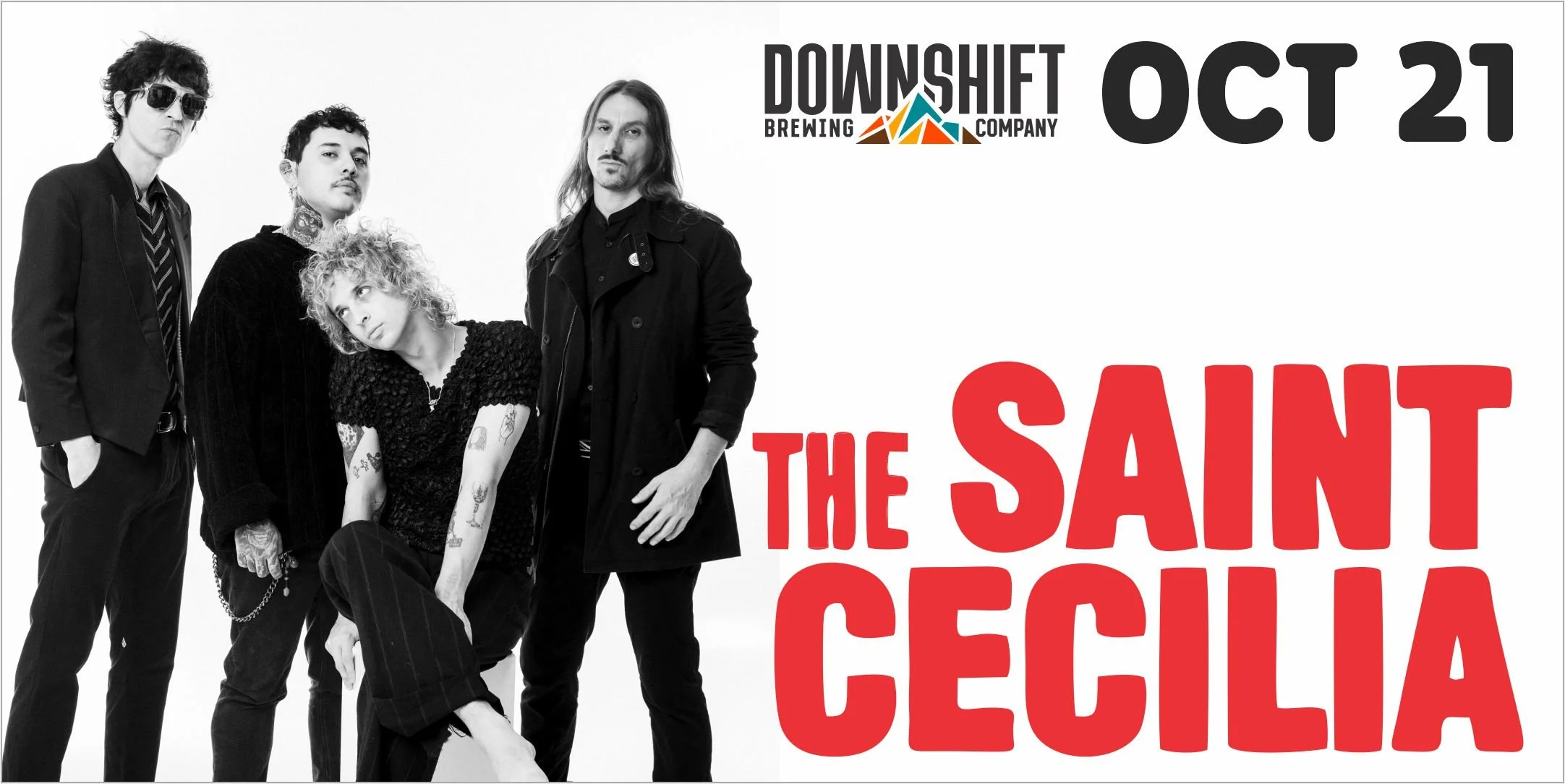 The Saint Cecilia promotional image for the band’s October 21, 2026, live performance at Downshift Brewing Company – Riverside in Ruidoso.