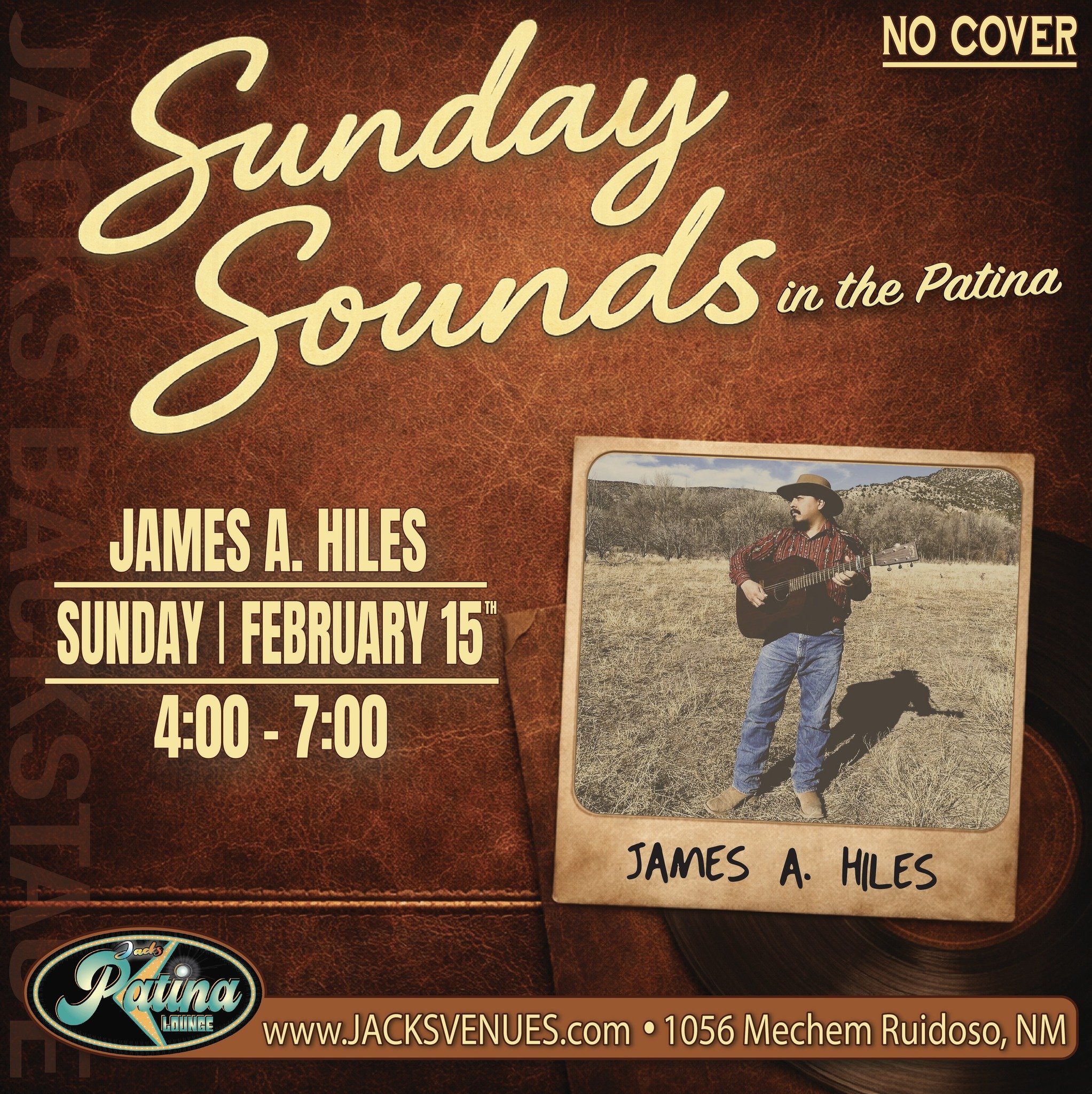 Promotional event graphic for live music at Jacks Patina Lounge in Ruidoso, NM