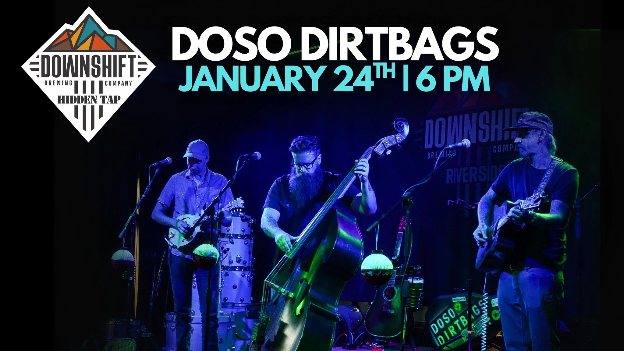 Promotional event graphic for live music at Downshift Brewing Company Hidden Tap in Ruidoso, NM