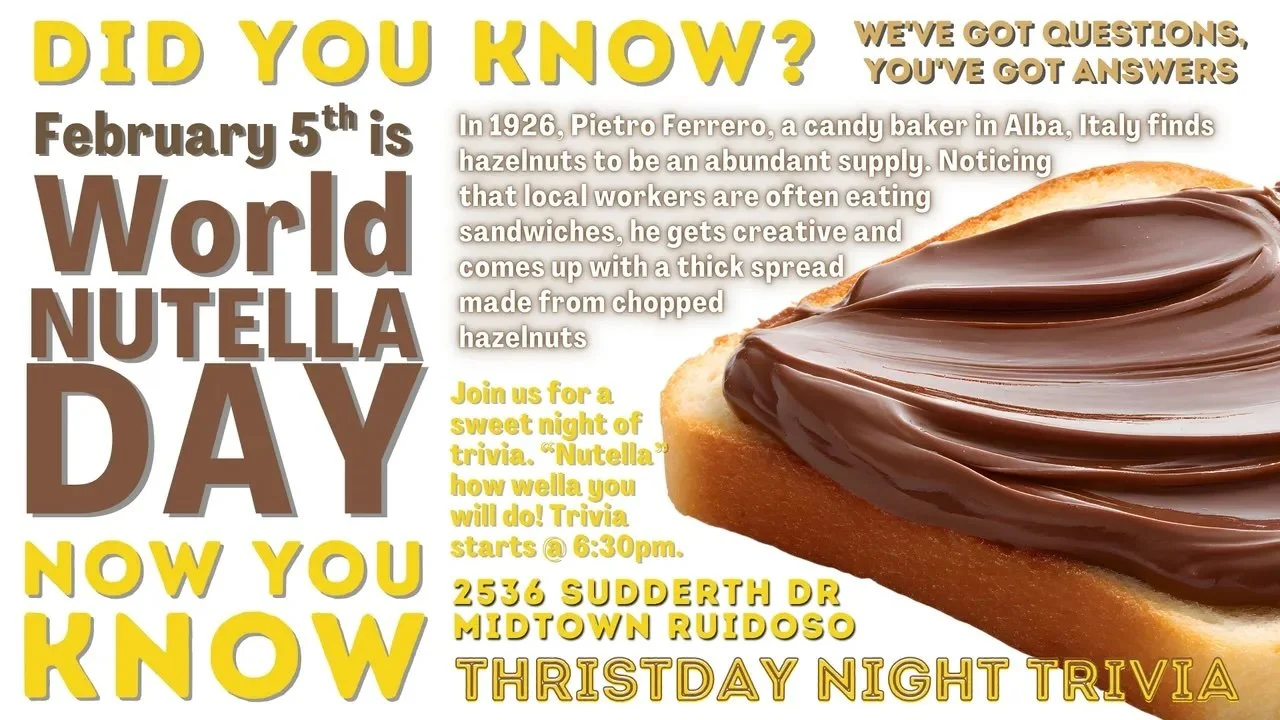 Promotional event graphic for Thirstday Night Trivia at Lost Hiker Brewing Company in Ruidoso, NM