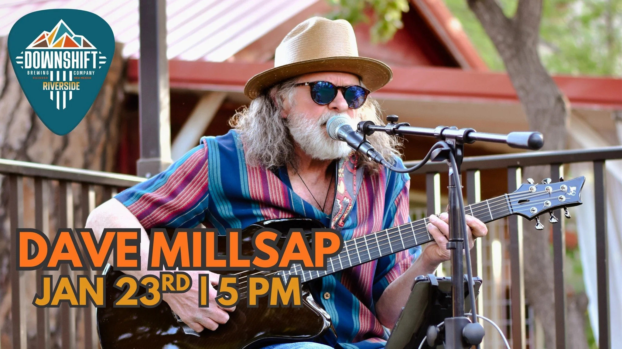 Promotional event graphic for live music at Downshift Brewing Company Riverside in Ruidoso, NM