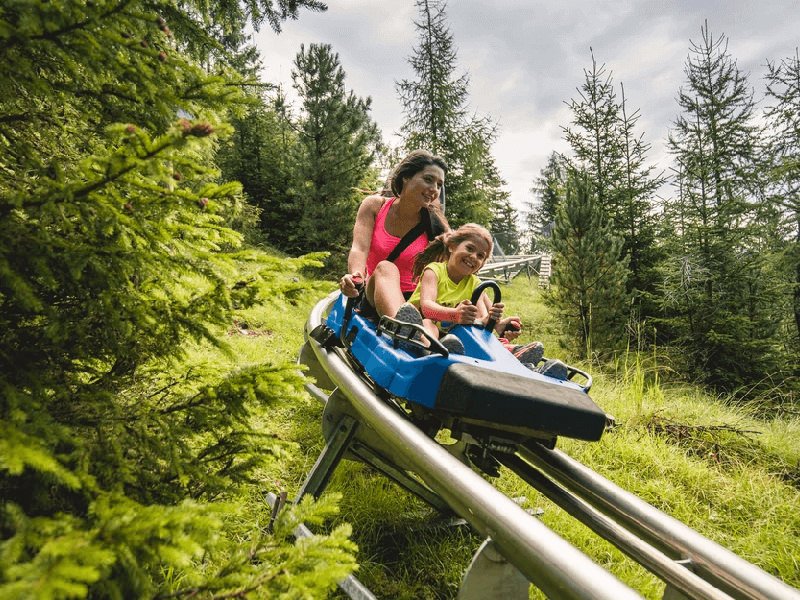 Hotel with outdoor roller coaster