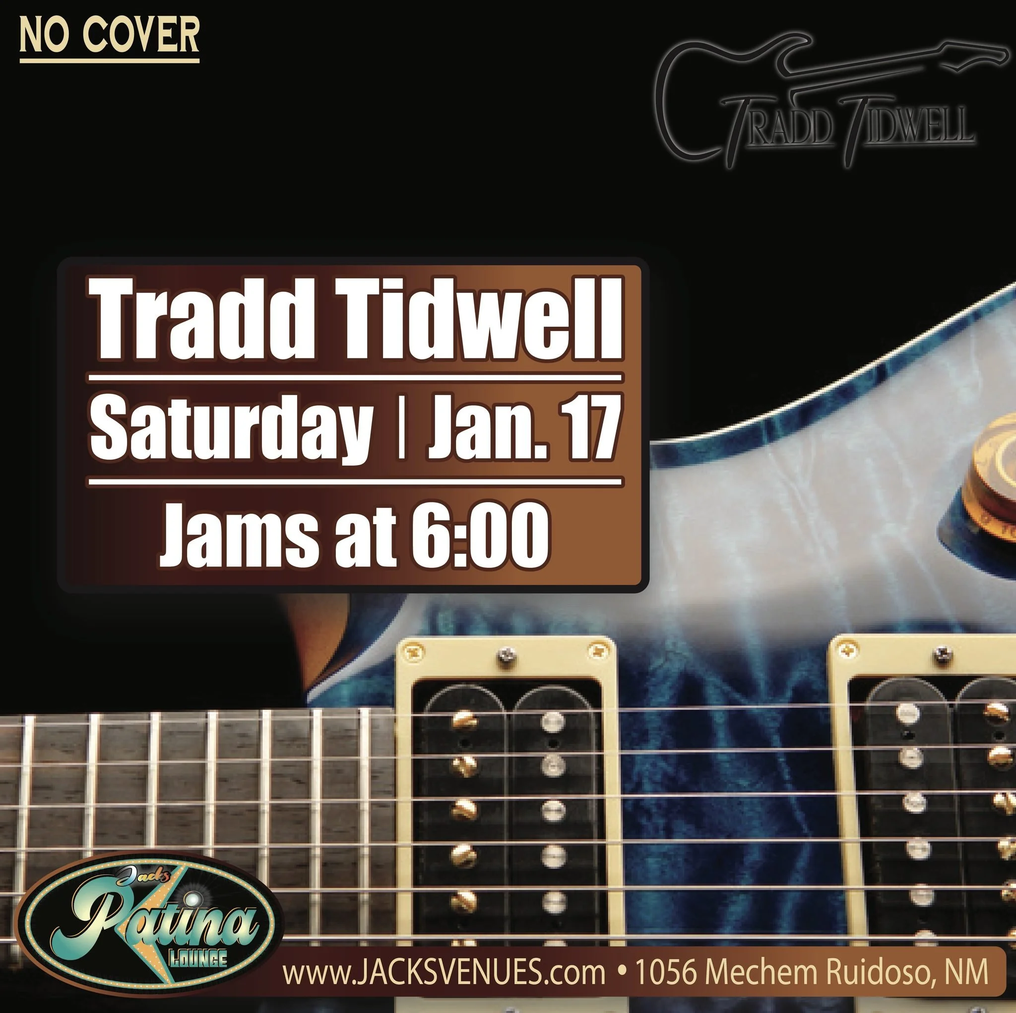 Promotional event graphic for live music at Jacks Patina Lounge in Ruidoso, NM