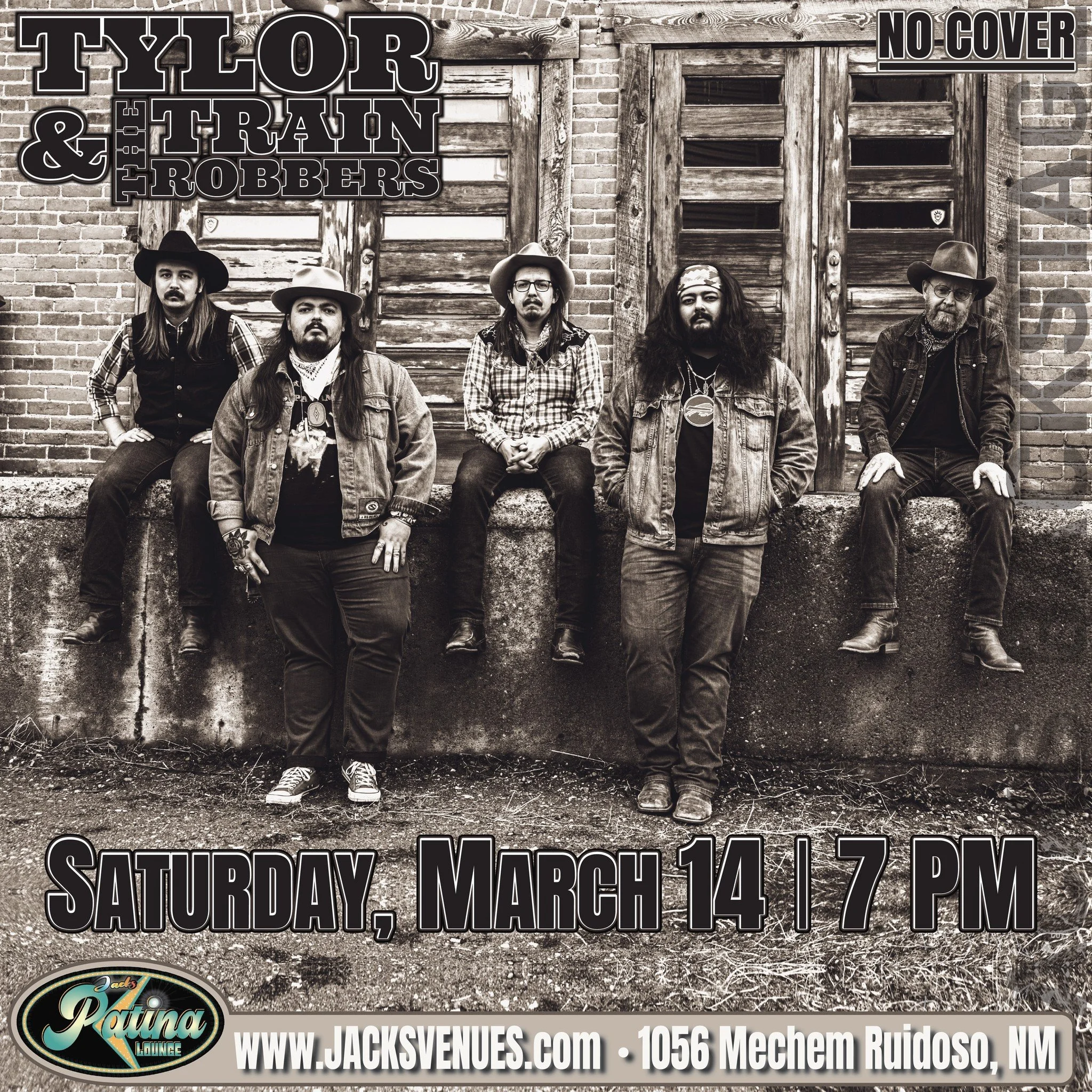 Promotional event graphic for live music at Jacks Patina Lounge in Ruidoso, NM