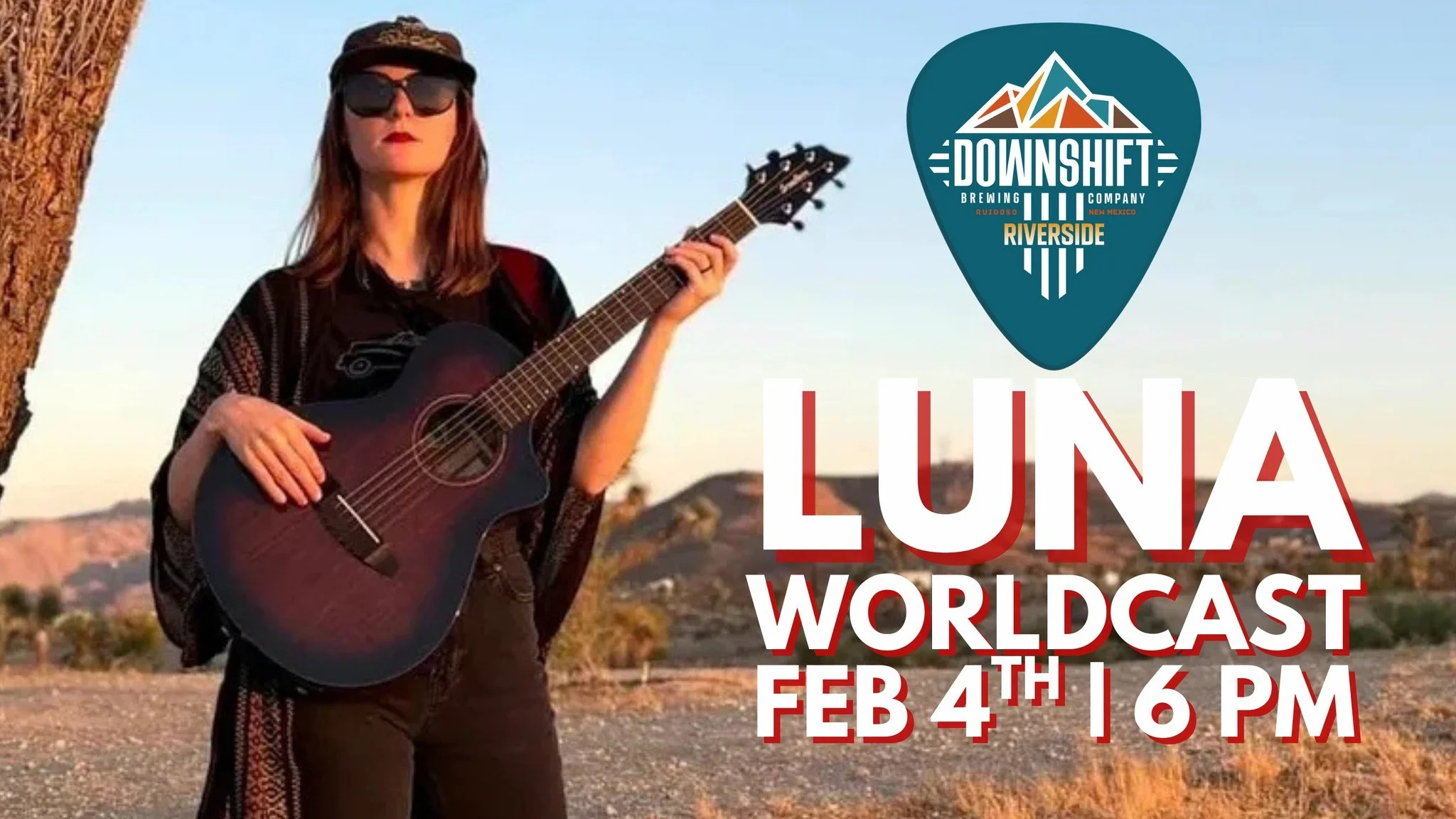 Promotional event graphic for live music at Downshift Brewing Company Riverside in Ruidoso, NM