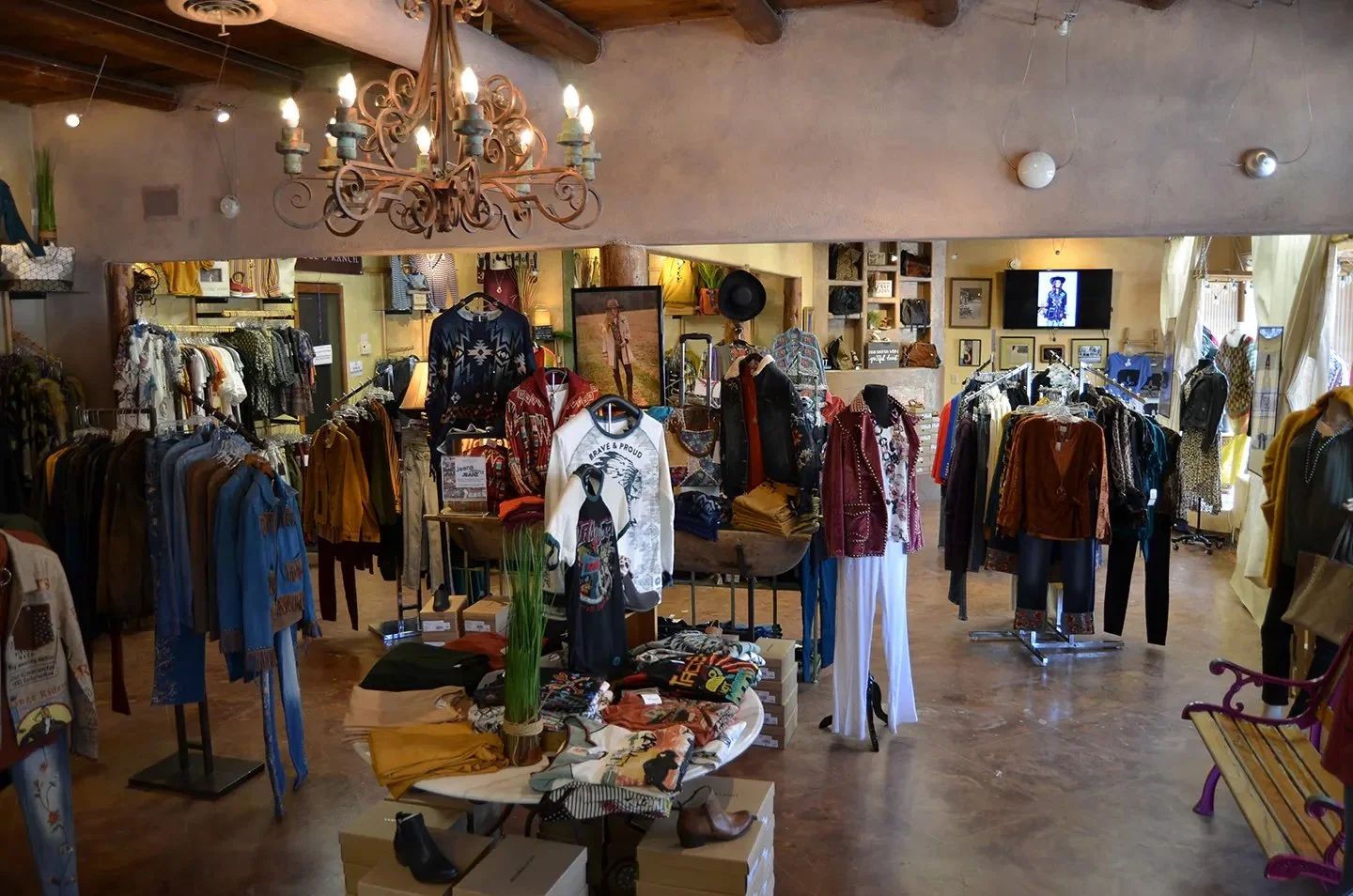 Clothing displays inside Michelle’s boutique in Ruidoso.