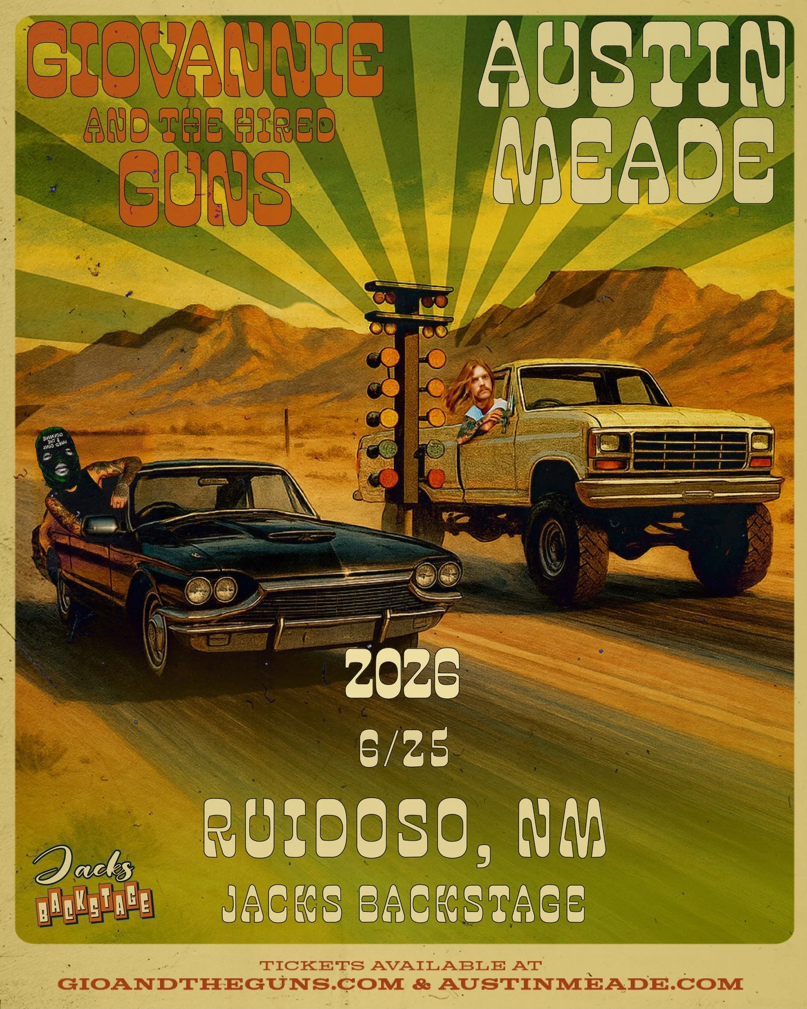 Promotional event graphic for live music at the Pit at Jacks Backstage in Ruidoso, NM