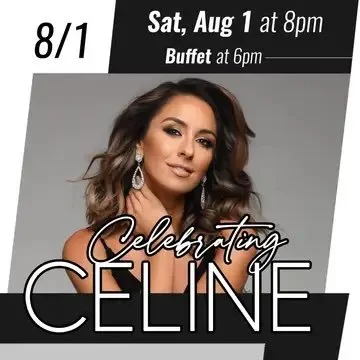 Promotional poster for Celebrating Celine featuring vocalist Jenene performing at Spencer Theater on Saturday, August 1 at 8 PM.
