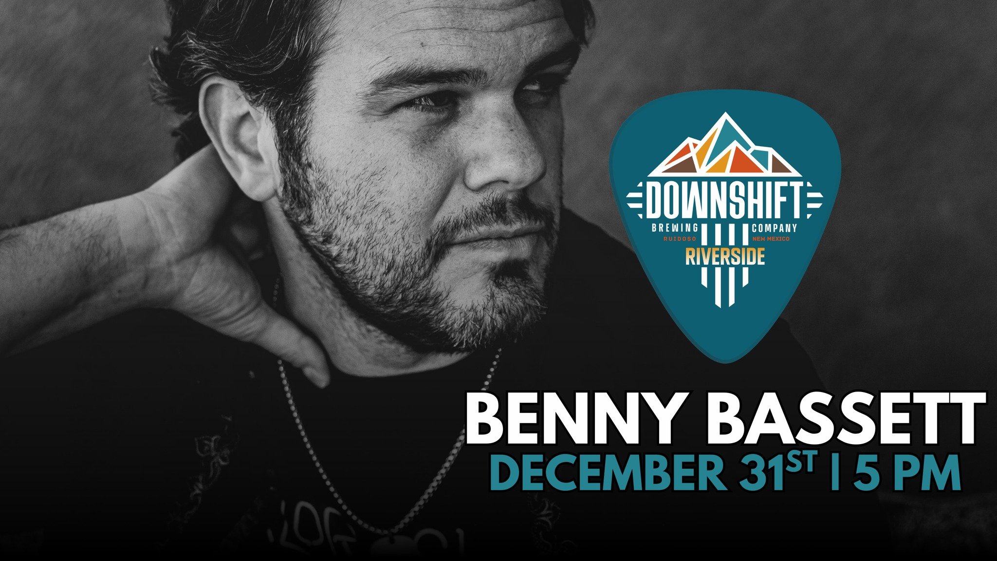 Promotional event graphic for live music at Downshift Brewing Company Riverside in Ruidoso, NM