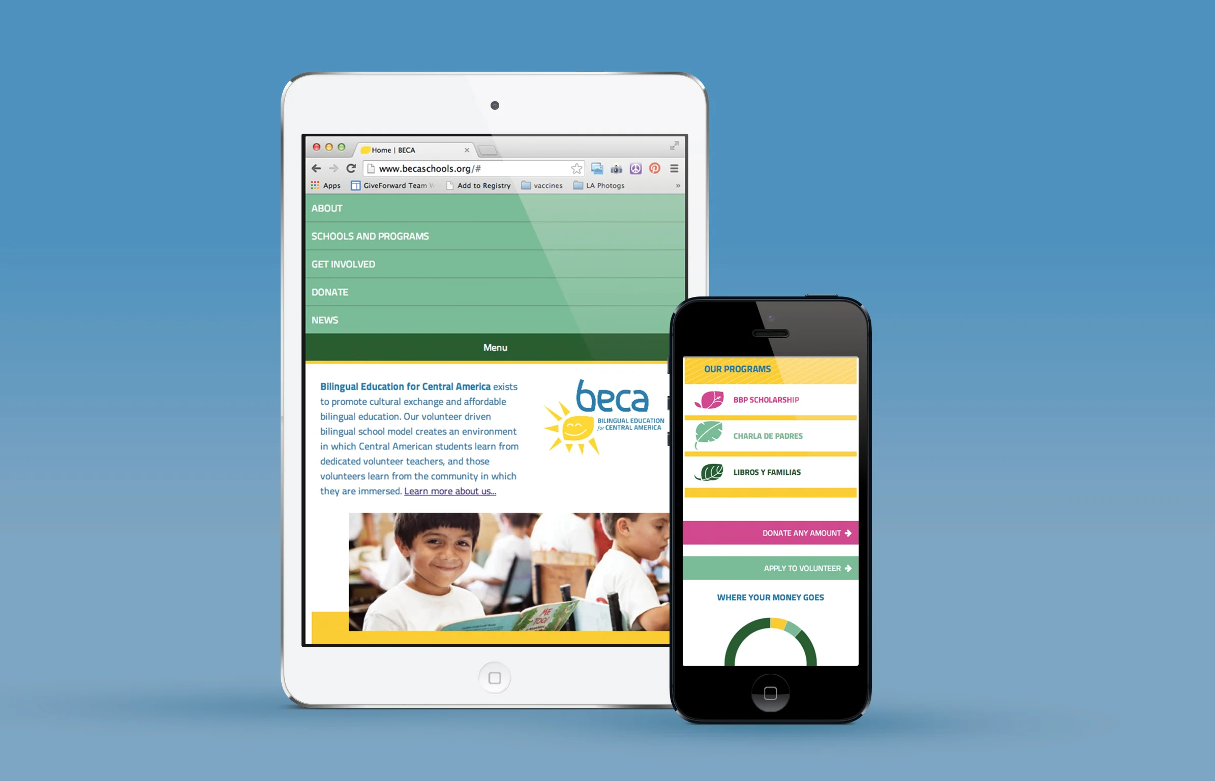 With the help of a talented volunteer developer, Darby Dixon III, we created a completely responsive experience on the web that was focused on signing up volunteers and fundraising.