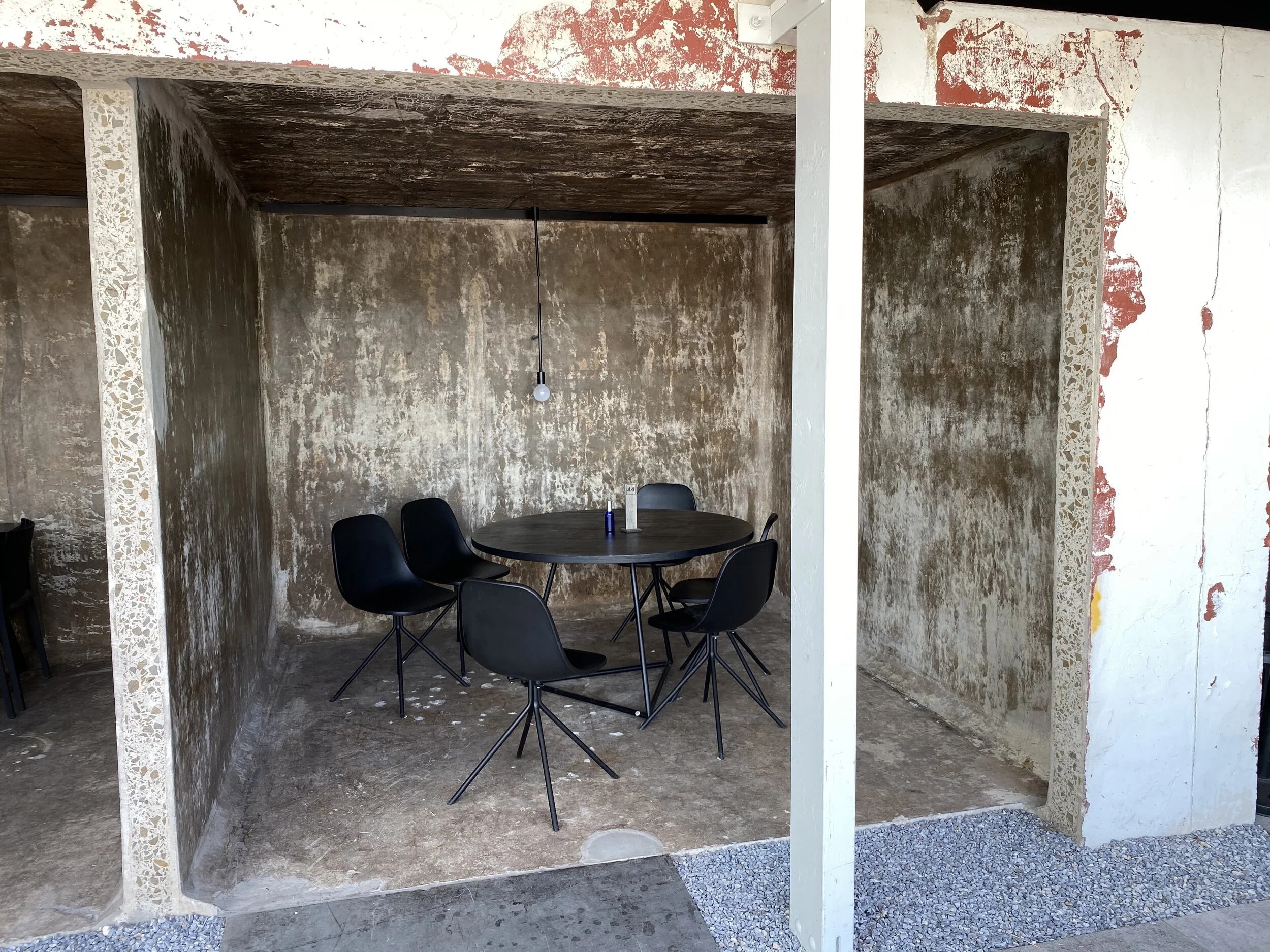  23rd Street Distillery  “A century-old distillery reignited with new creative passion.“   These dining pods are cut out concrete tanks, how fabulous! (and Covid safe!)  https://www.23rdstreetdistillery.com.au/   