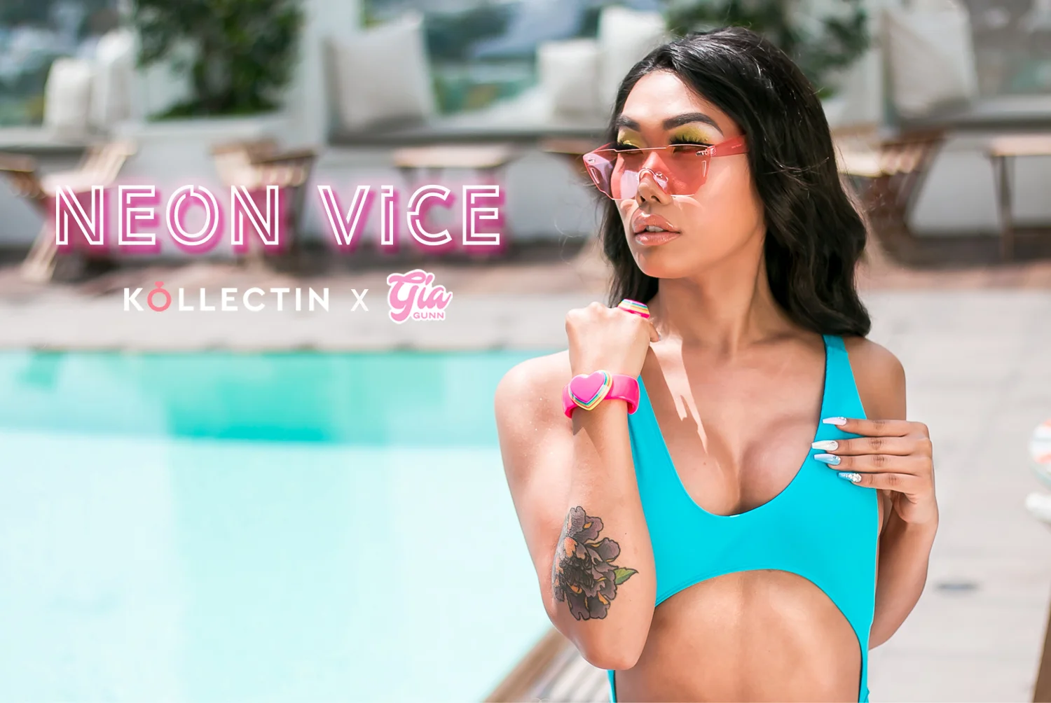 Gia wearing the pink Aboslutely Love bracelet and ring set.