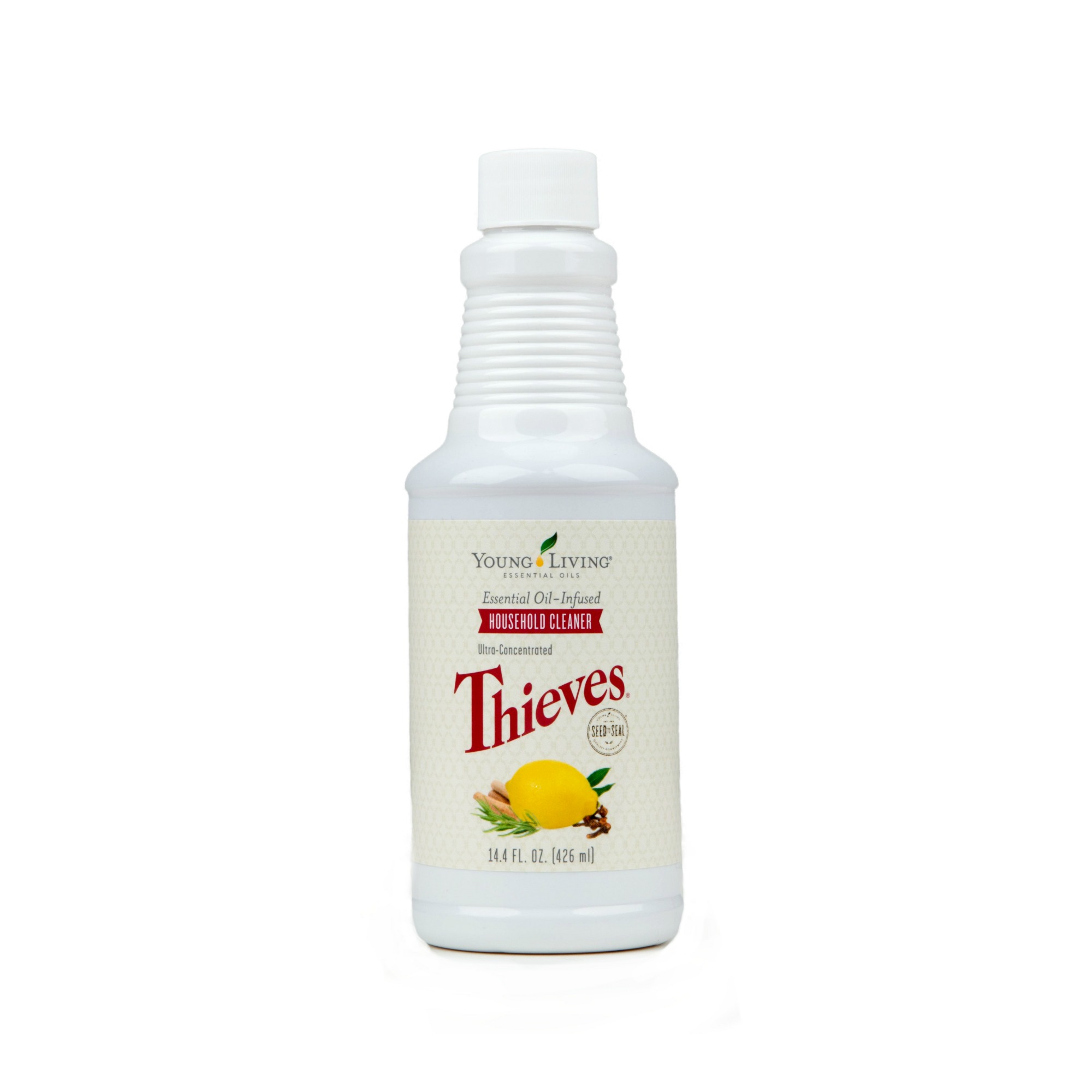 THIEVES HOUSEHOLD CLEANER One or two capfuls of this cleaner mixed with water in a spray bottle is all you need! Cleans all surfaces and windows without streaks and without chemicals. Click here to read more extensively on this product.