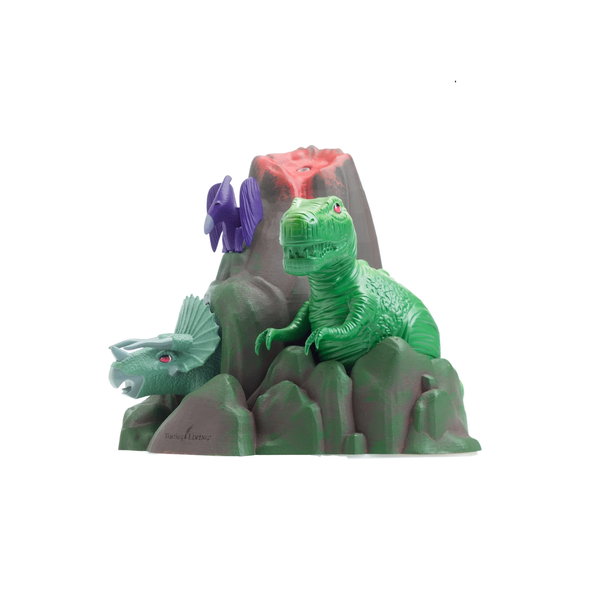 DINO LAND DIFFUSER This diffuser has a design that will captivate your children’s imaginations and transport them into a Jurassic wonderland. It acts as an atomizer, aroma diffuser, and night-light. It also has a proprietary, interchangeable diffuser cover system compatible with additional diffuser covers (Sundance or Dolphin Reef). It has continuous or intermittent ultrasonic diffusion, as well as four white under-panel soft LED lights and six colored LED light settings. Click here to learn more about this product.