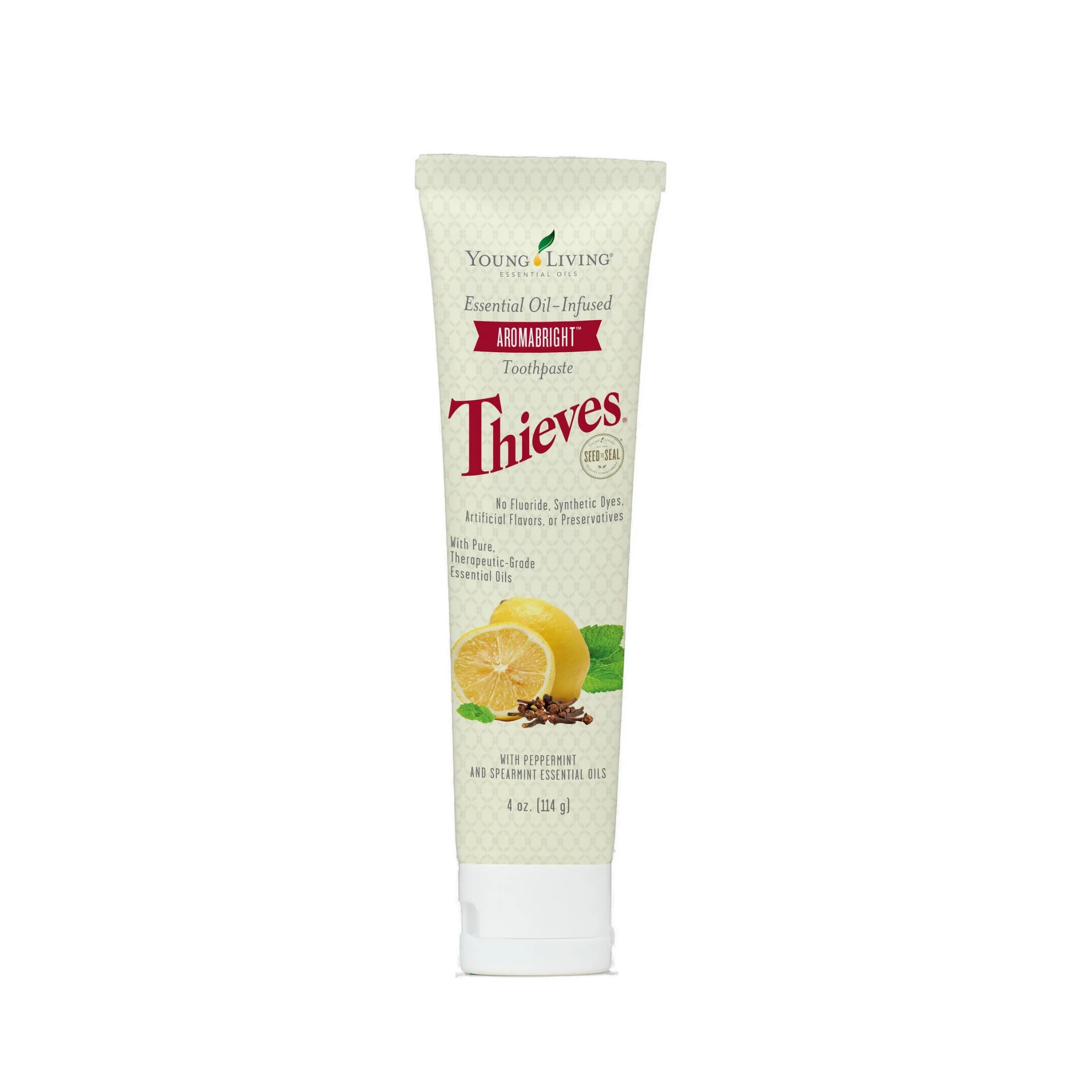 THIEVES AROMABRIGHT TOOTHPASTE Combining the benefits of our Dentarome Plus and Dentarome Ultra Toothpaste, AromaBright gently brushes away daily buildup and helps combat the effects of unsightly staining. This one has more of a citrusy spearmint taste to it. It’s great for cleansing without the toxins, but also popularly known for its whitening properties! Click here to learn more about this product.