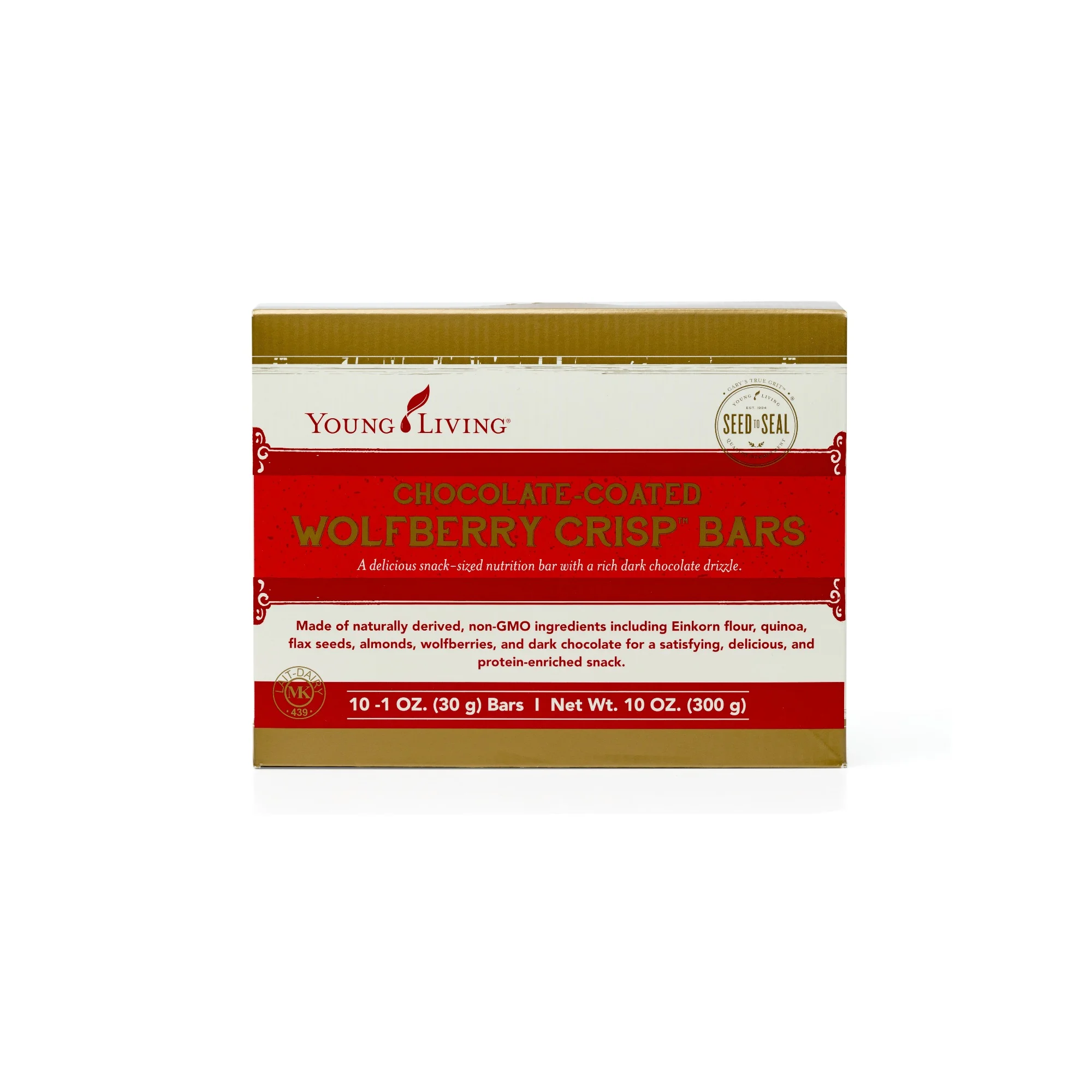 WOLFBERRY CRISP BARS - CHOCOLATE These bars combine wholesome grains, fruits, nuts, and whey into a convenient snack-sized bar that is the perfect to take on the go. Drizzled in rich dark chocolate and flavored with sweet coconut and wolfberries, these taste like a decadent treat but are packed with satisfying nutrition. Perfect for an on-the-go bite, with ingredients that will keep you energized and full. Click here to learn more about this product.