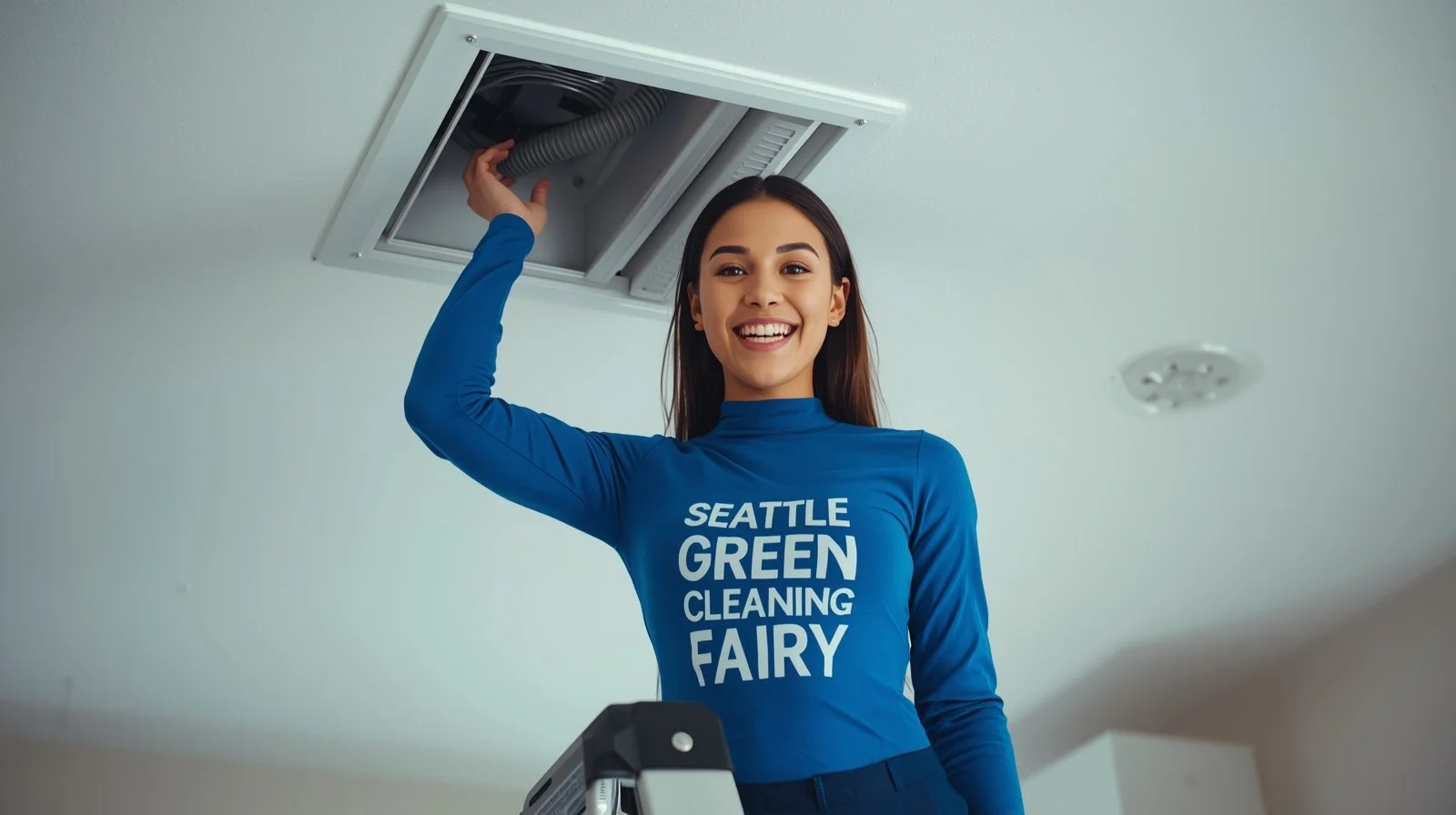 Professional air duct ceiling vent cleaning service in Seattle performed by Seattle Green Cleaning Fairy technician