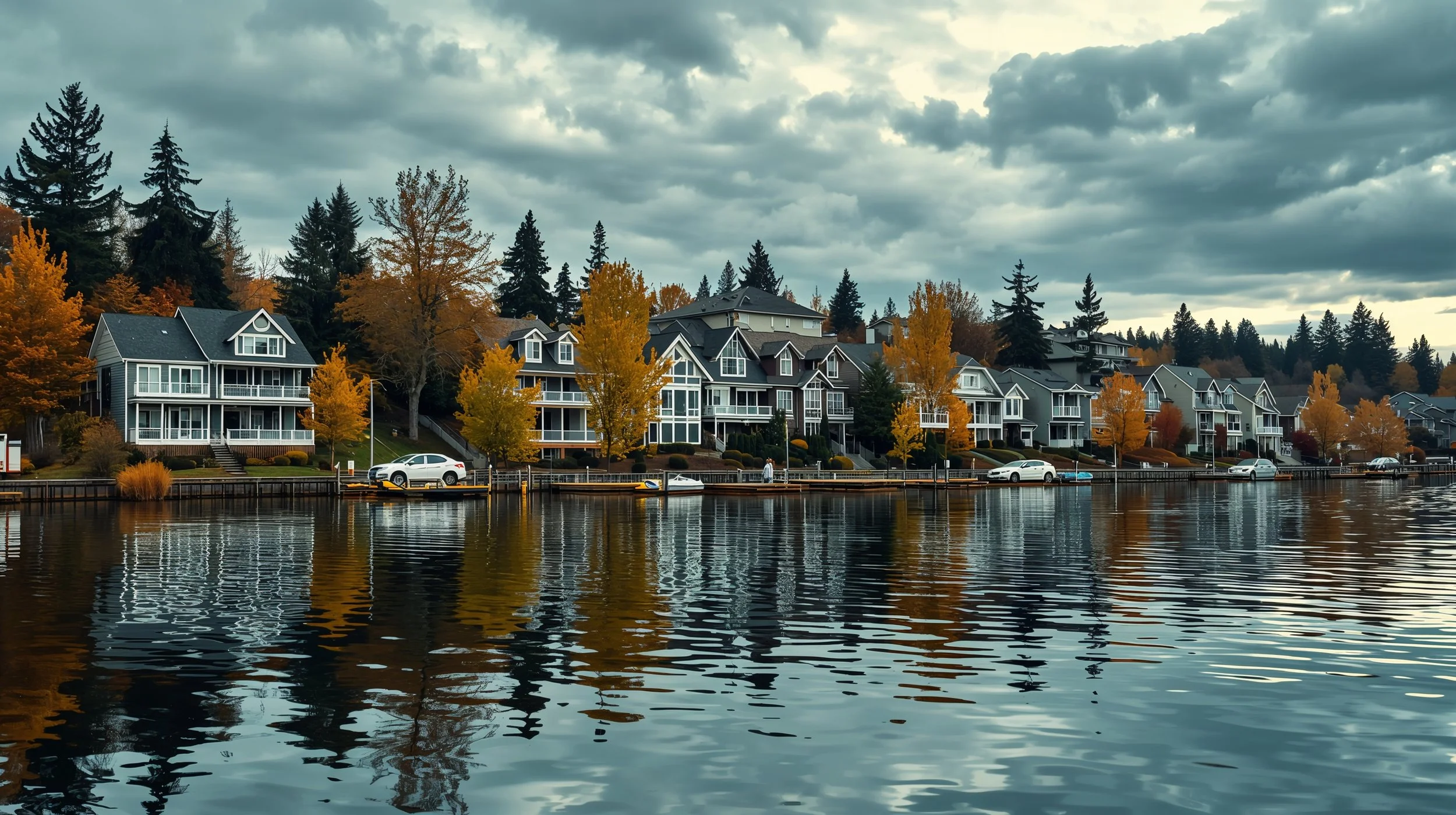 Seattle suburbs homes near Lake Washington shoreline
