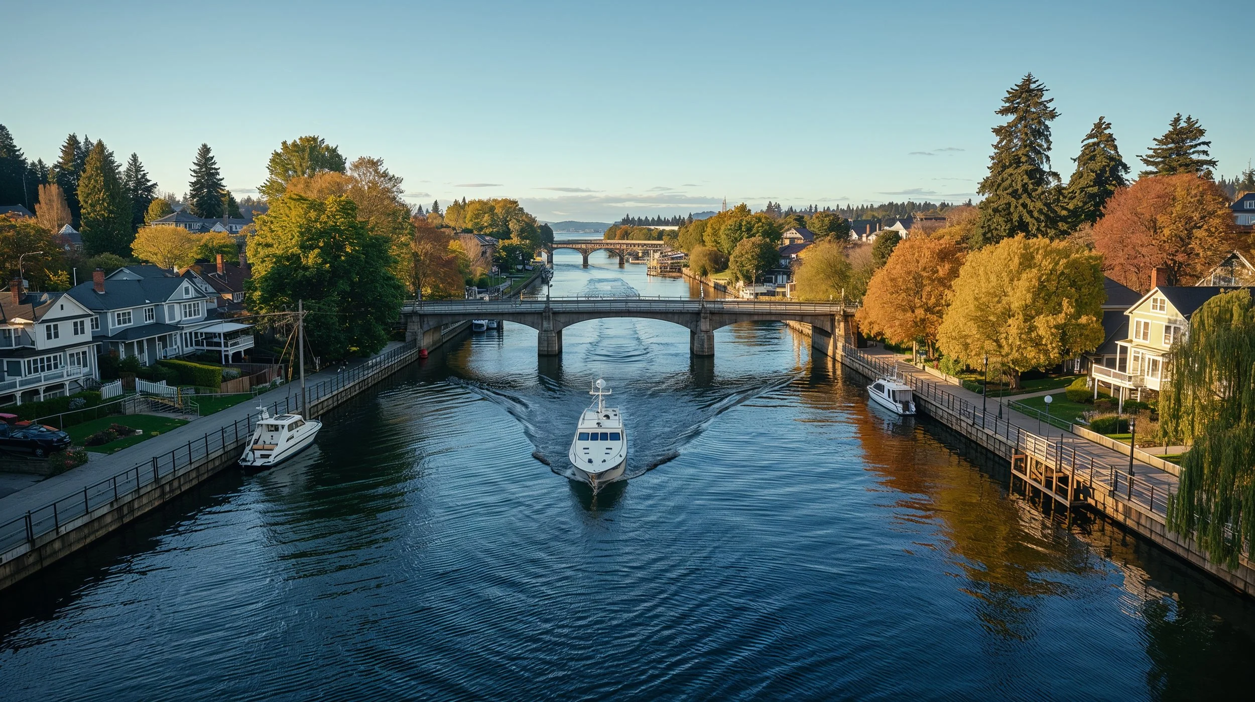 Montlake Bridge and canal in Seattle neighborhood