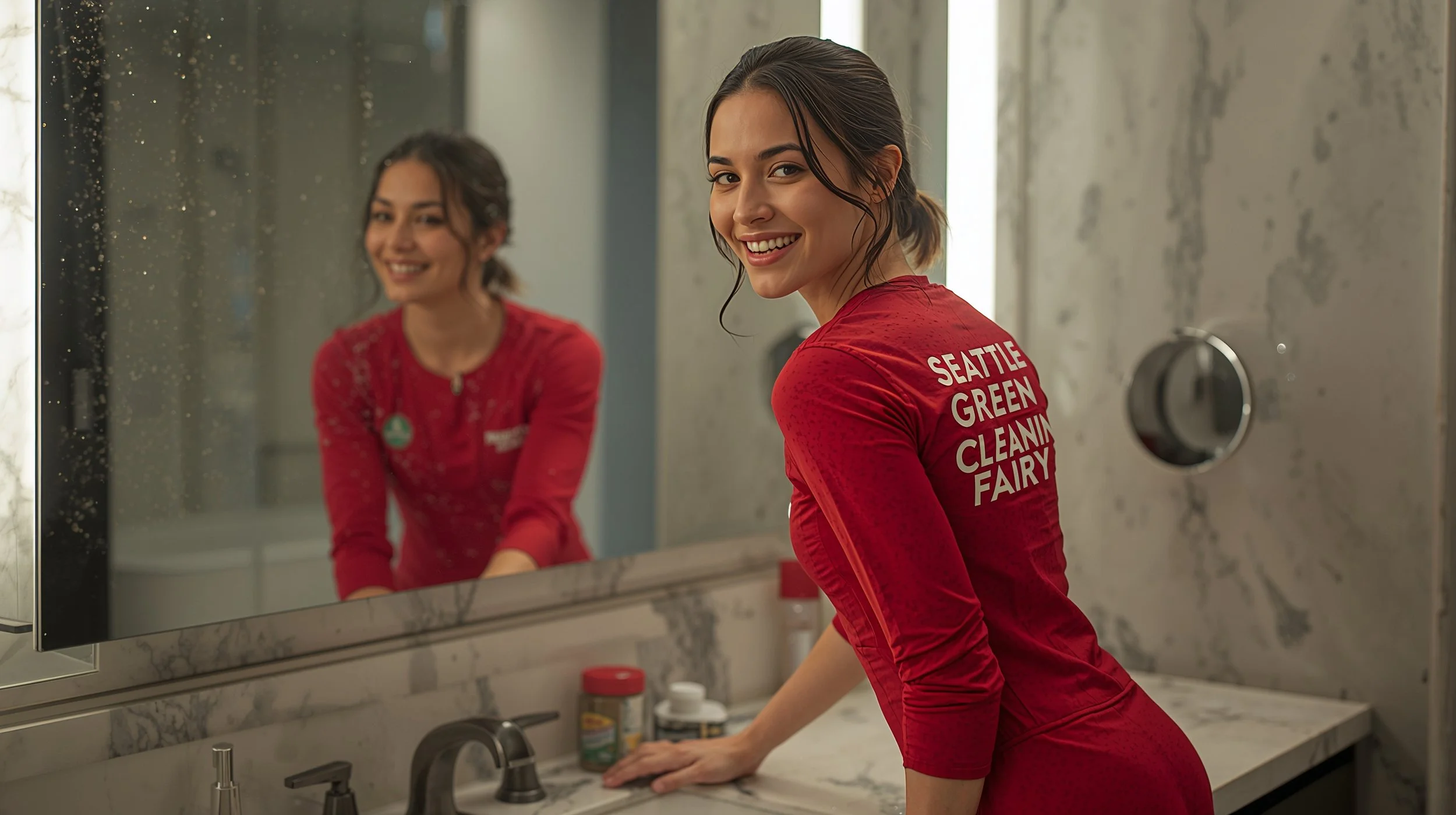 Professional bathroom cleaning service performed by a Seattle cleaning company