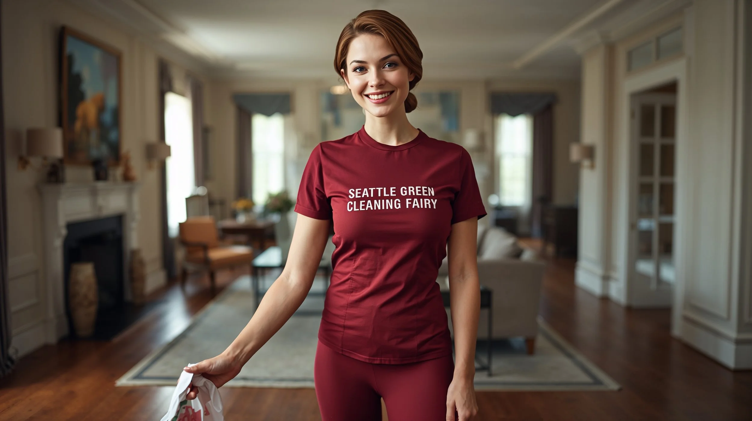 Professional house cleaning service in Beaux Arts Village featuring Seattle Green Cleaning Fairy performing detailed living room cleaning