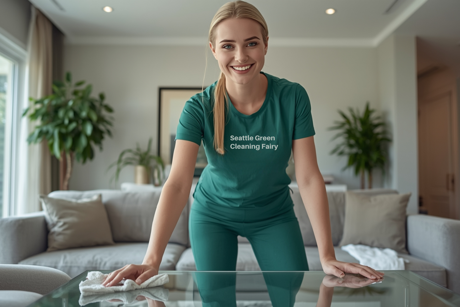 Seattle Green Cleaning Fairy professional cleaning a Meadowbrook Seattle living room