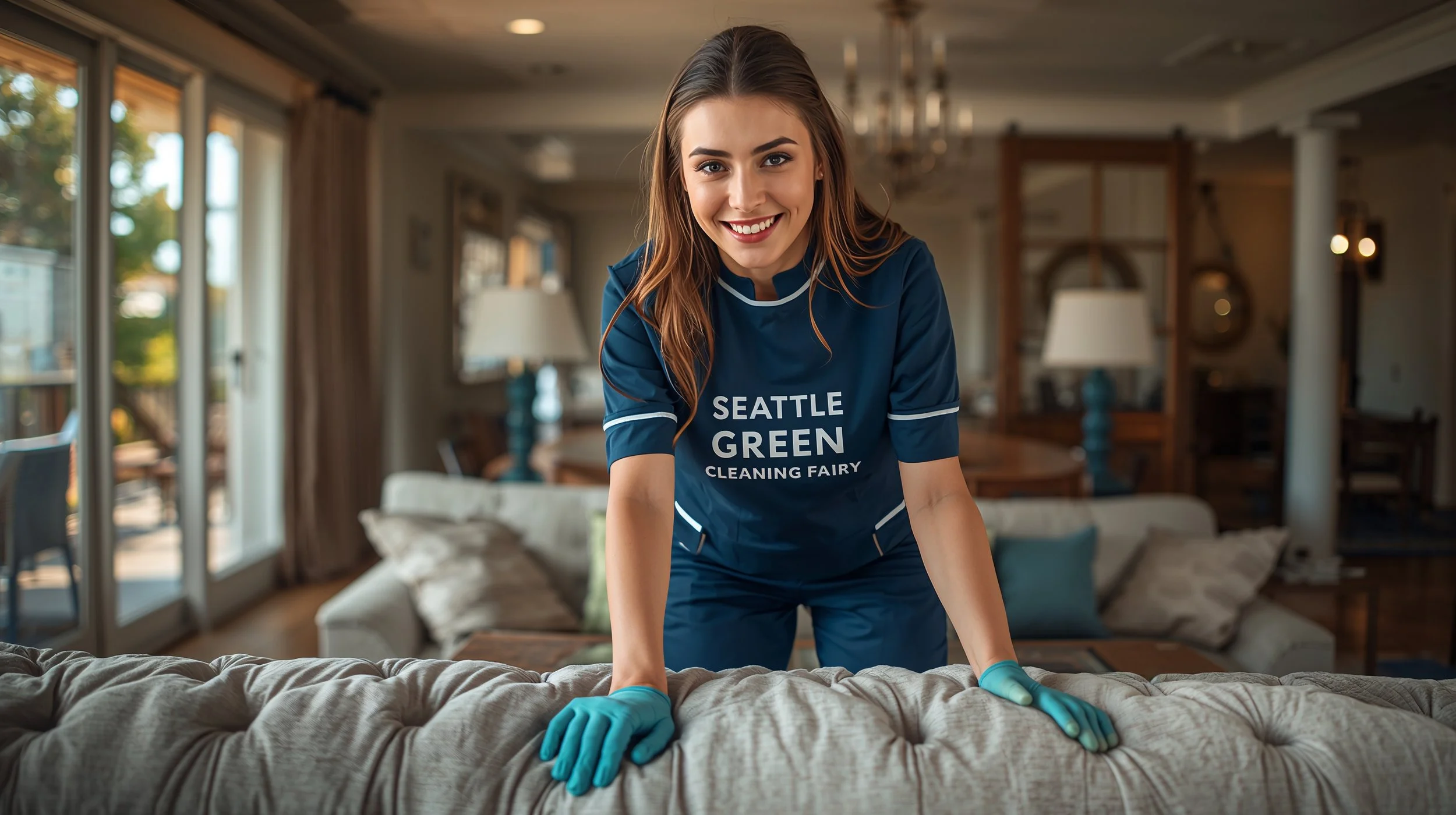 Upholstery cleaning service in Brighton Seattle by Seattle Green Cleaning Fairy