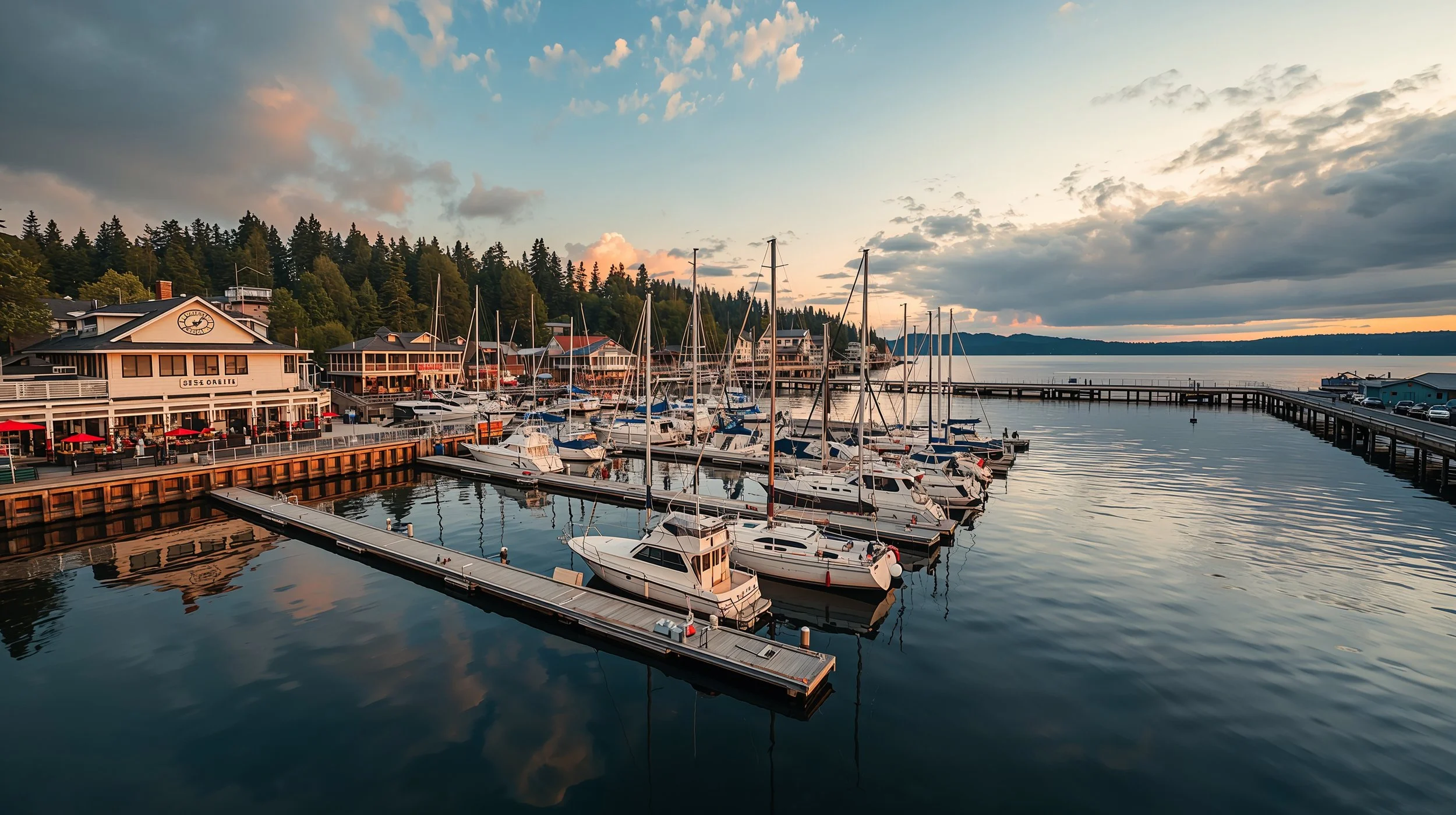Des Moines Marina waterfront in Des Moines Washington