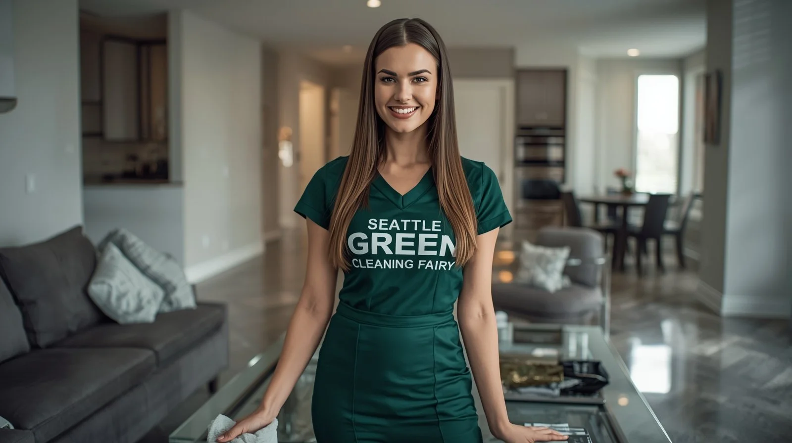 Professional affordable cleaning service in Seattle showcasing a freshly cleaned modern living room by Seattle Green Cleaning Fairy