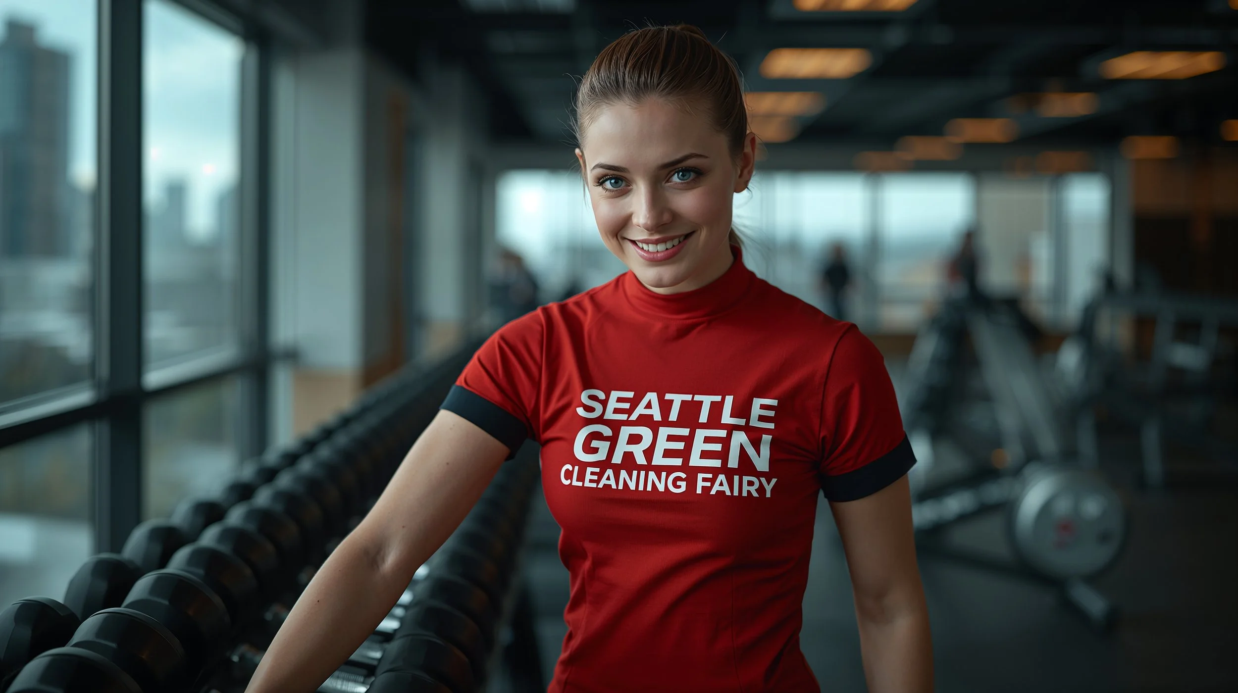 Professional cleaning dumbbells in Seattle gym