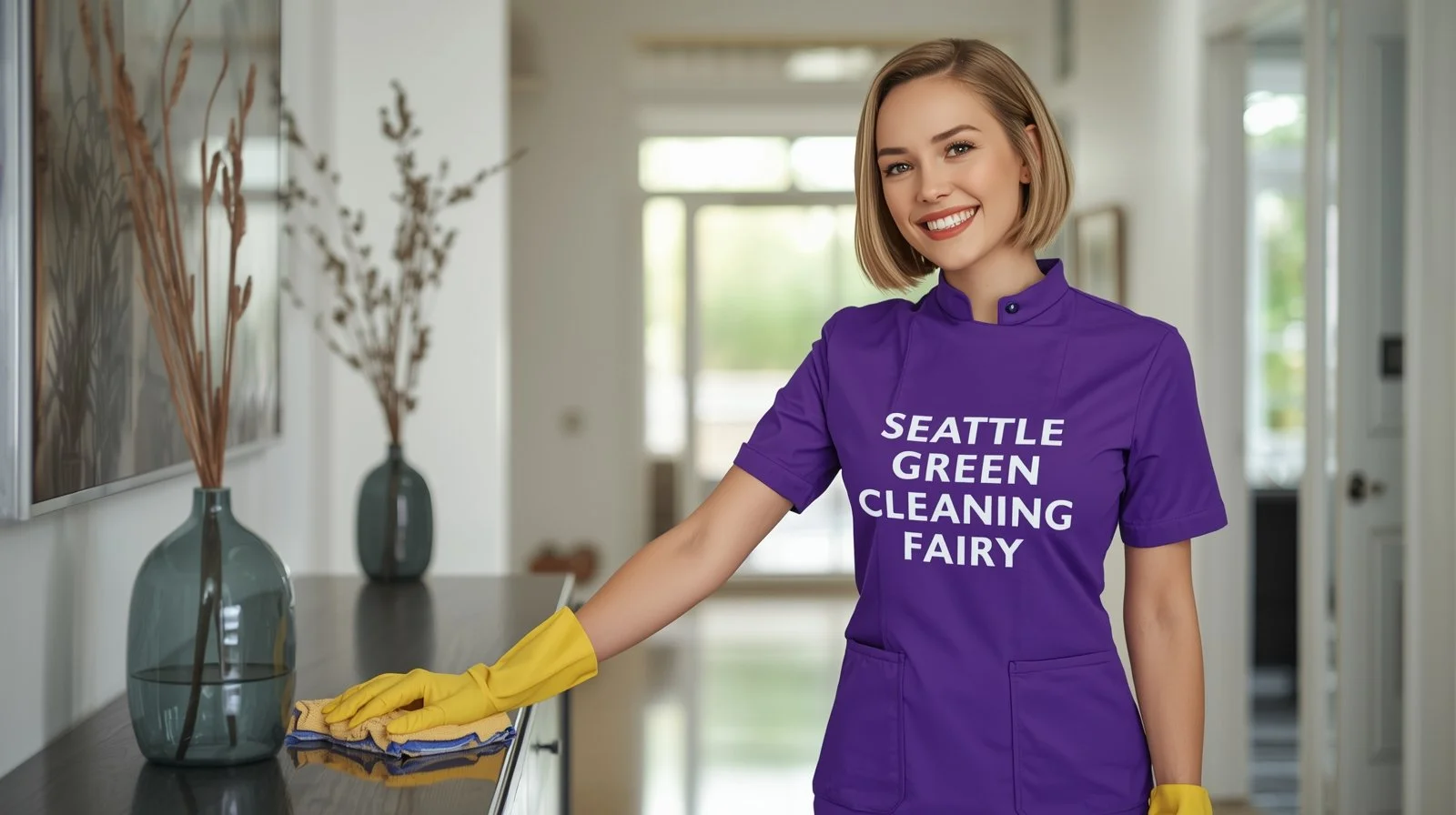 Seattle Green Cleaning Fairy cleaning an entryway in Wedgwood Seattle