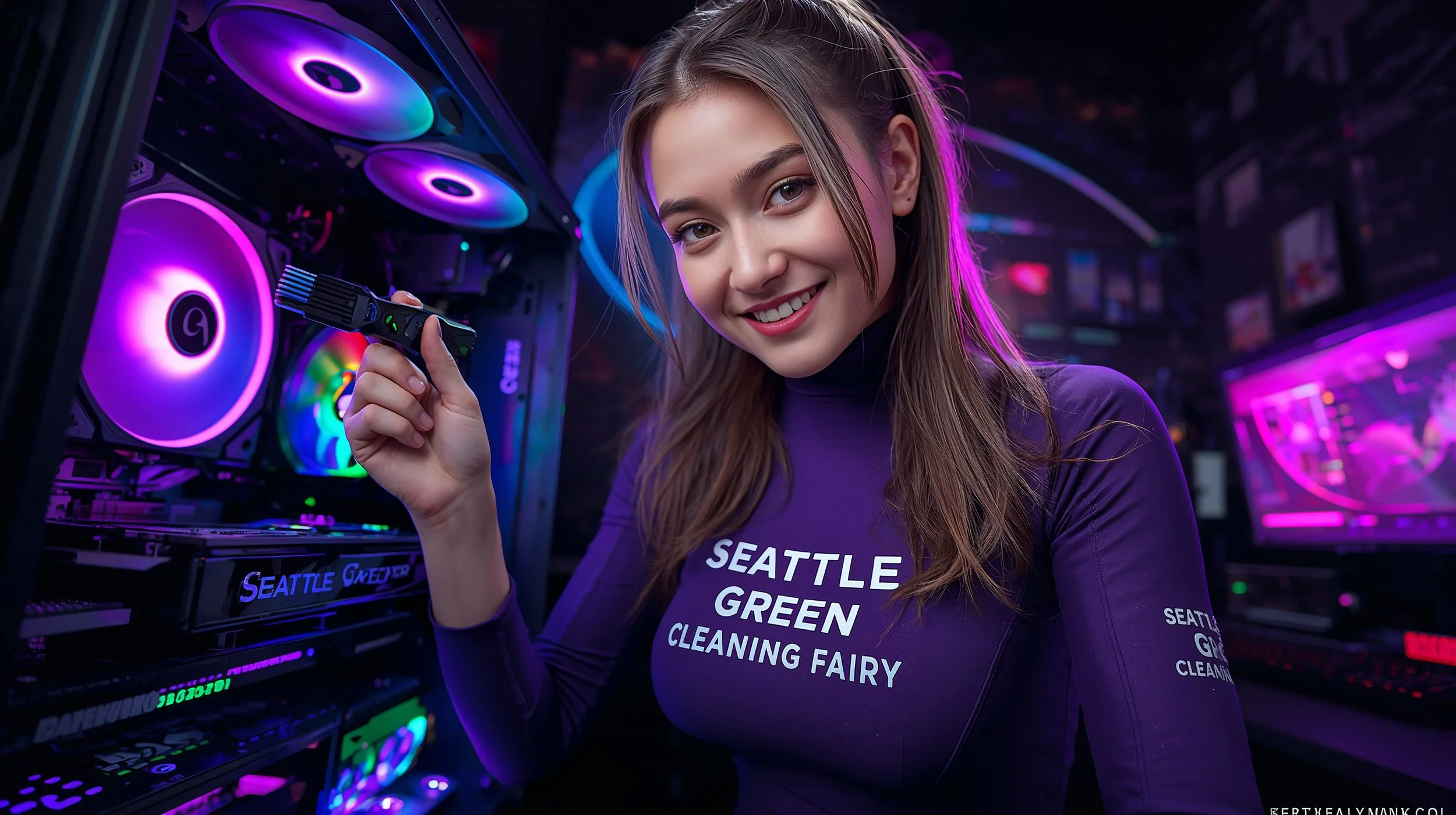 Seattle PC cleaning specialist detailing a high-end gaming computer with illuminated components.