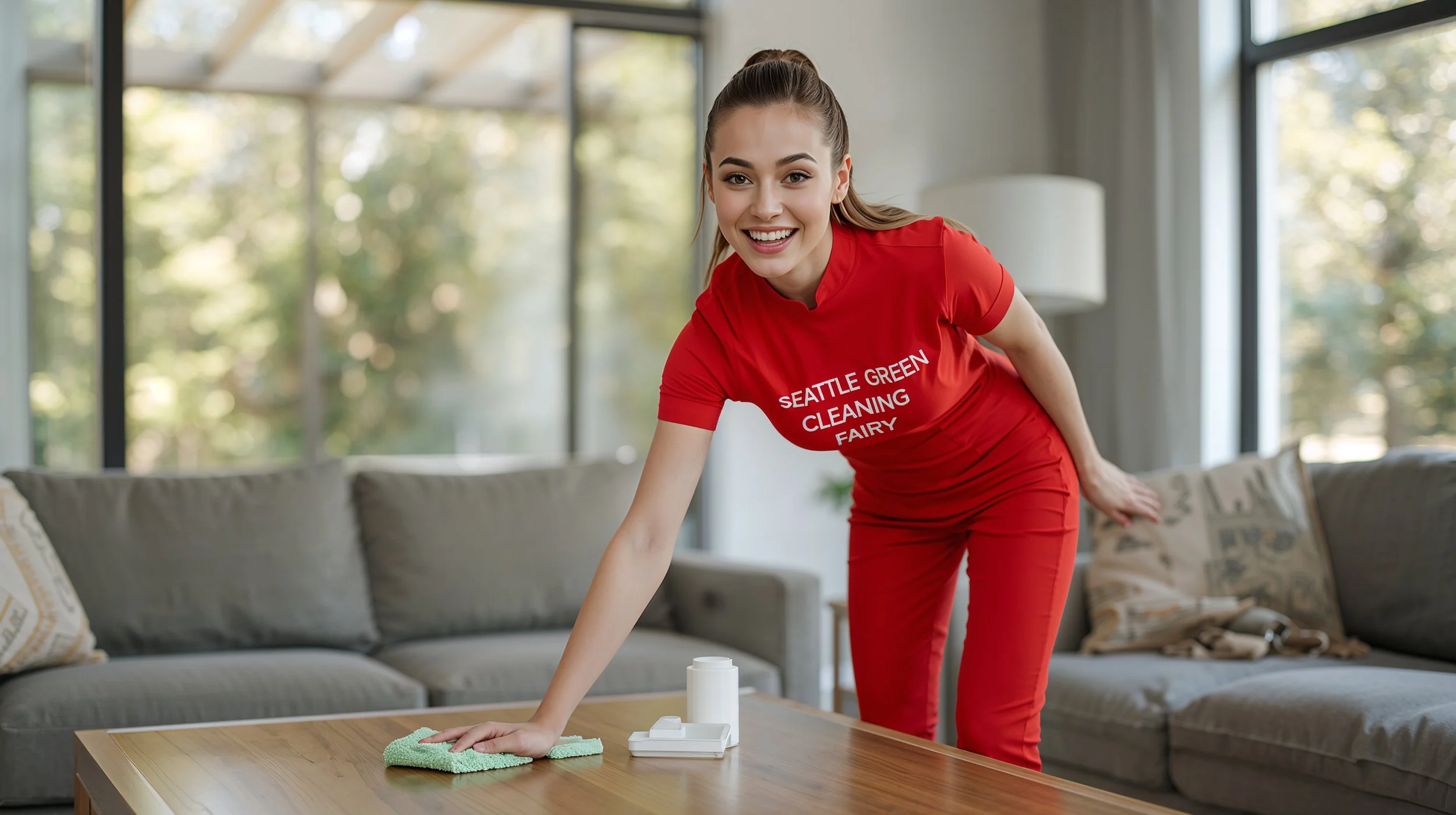 Professional house cleaning service in Greenwood Seattle with uniformed cleaner