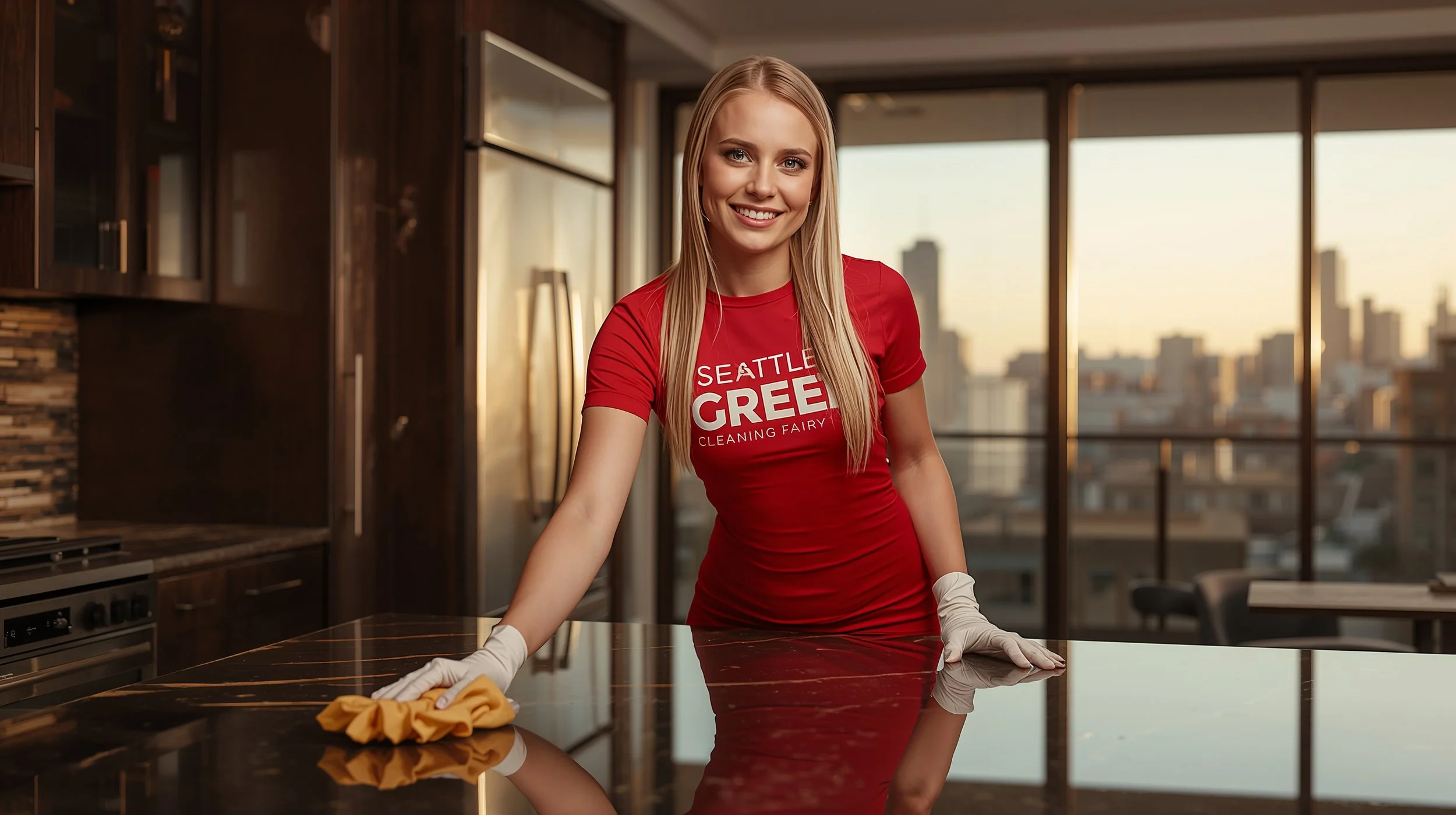 Seattle Green Cleaning Fairy professional cleaning a Lower Queen Anne luxury apartment