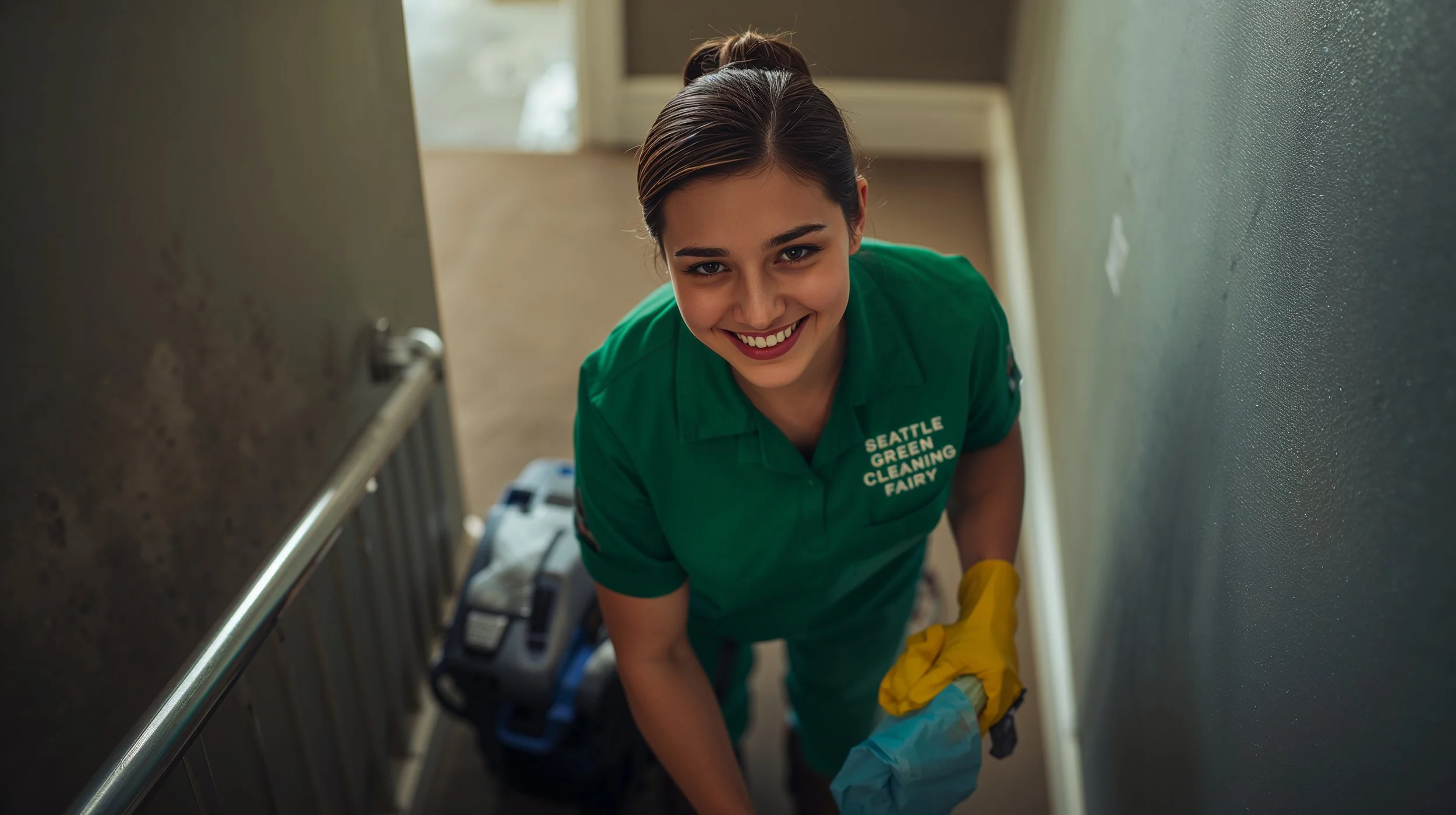 Residential biohazard stairwell cleaning service in Seattle by Seattle Green Cleaning Fairy