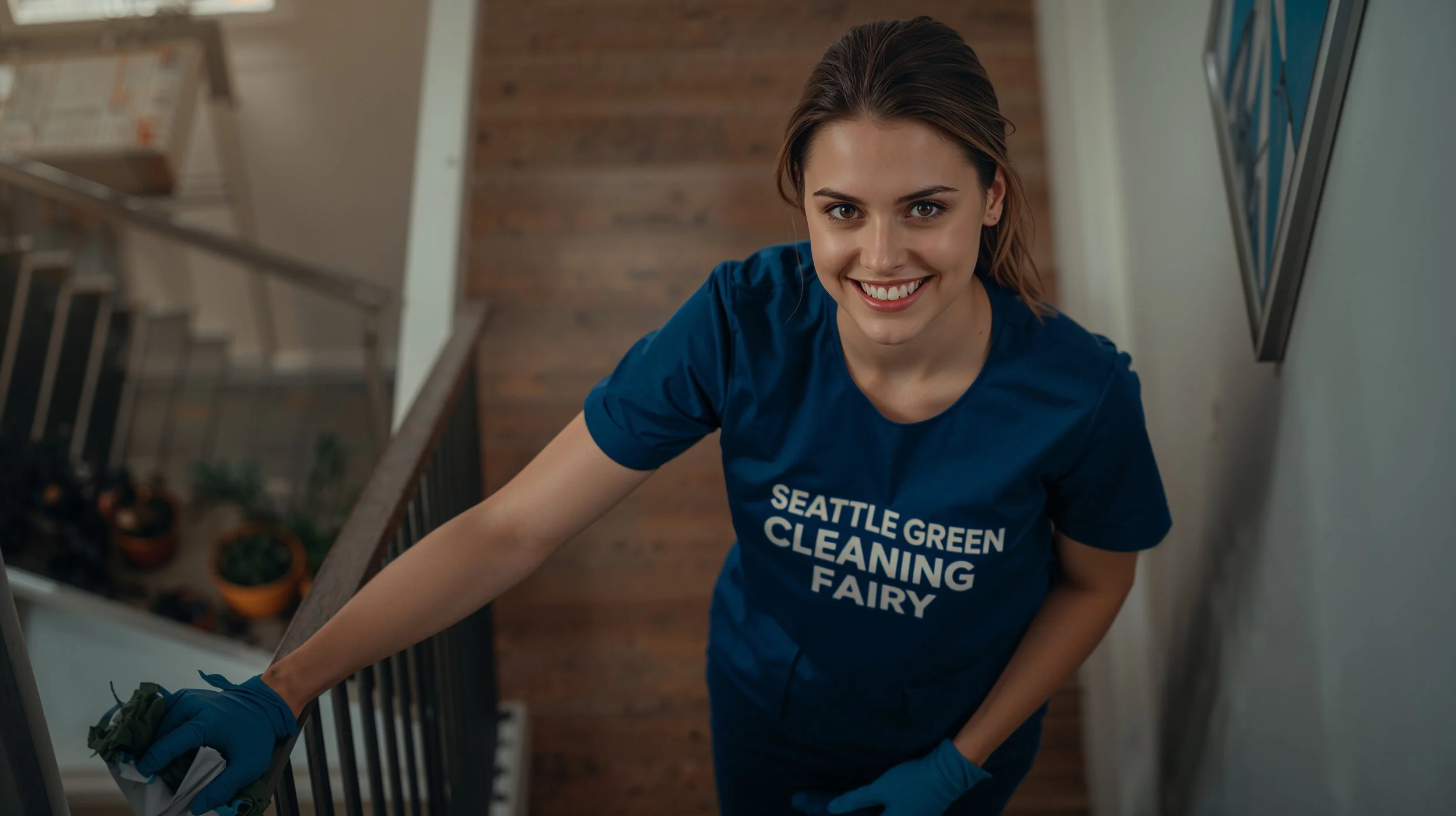 Staircase cleaning service in Brighton Seattle by Seattle Green Cleaning Fairy professional