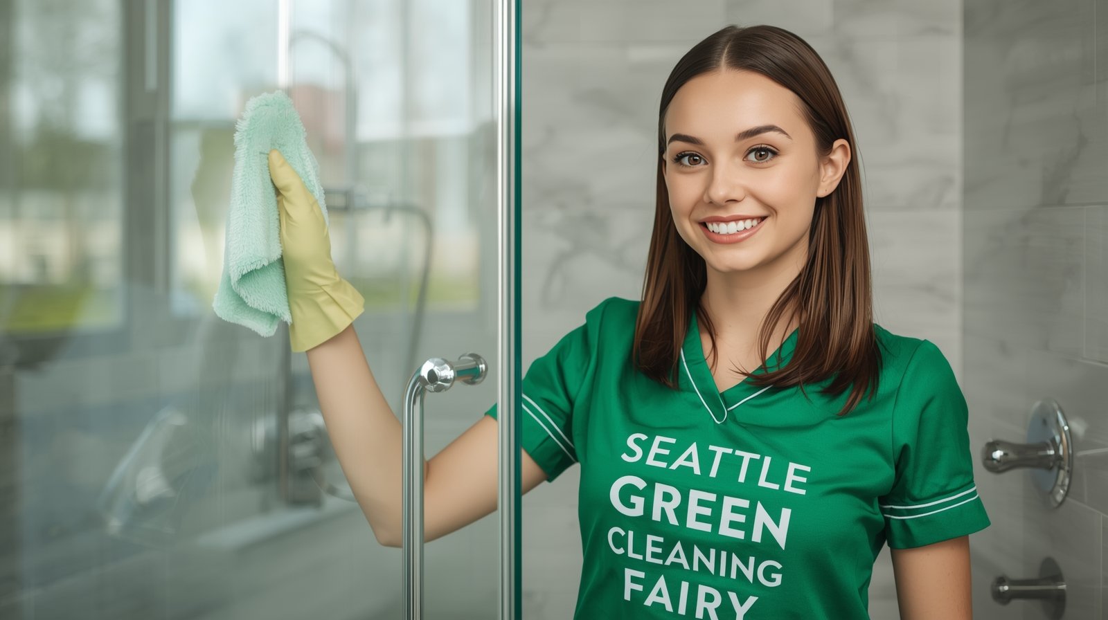 Seattle Green Cleaning Fairy cleaning shower glass door in Tukwila Washington
