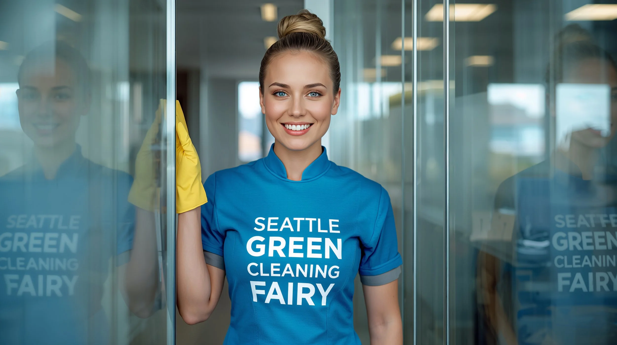 Glass partition cleaning service in Seattle office