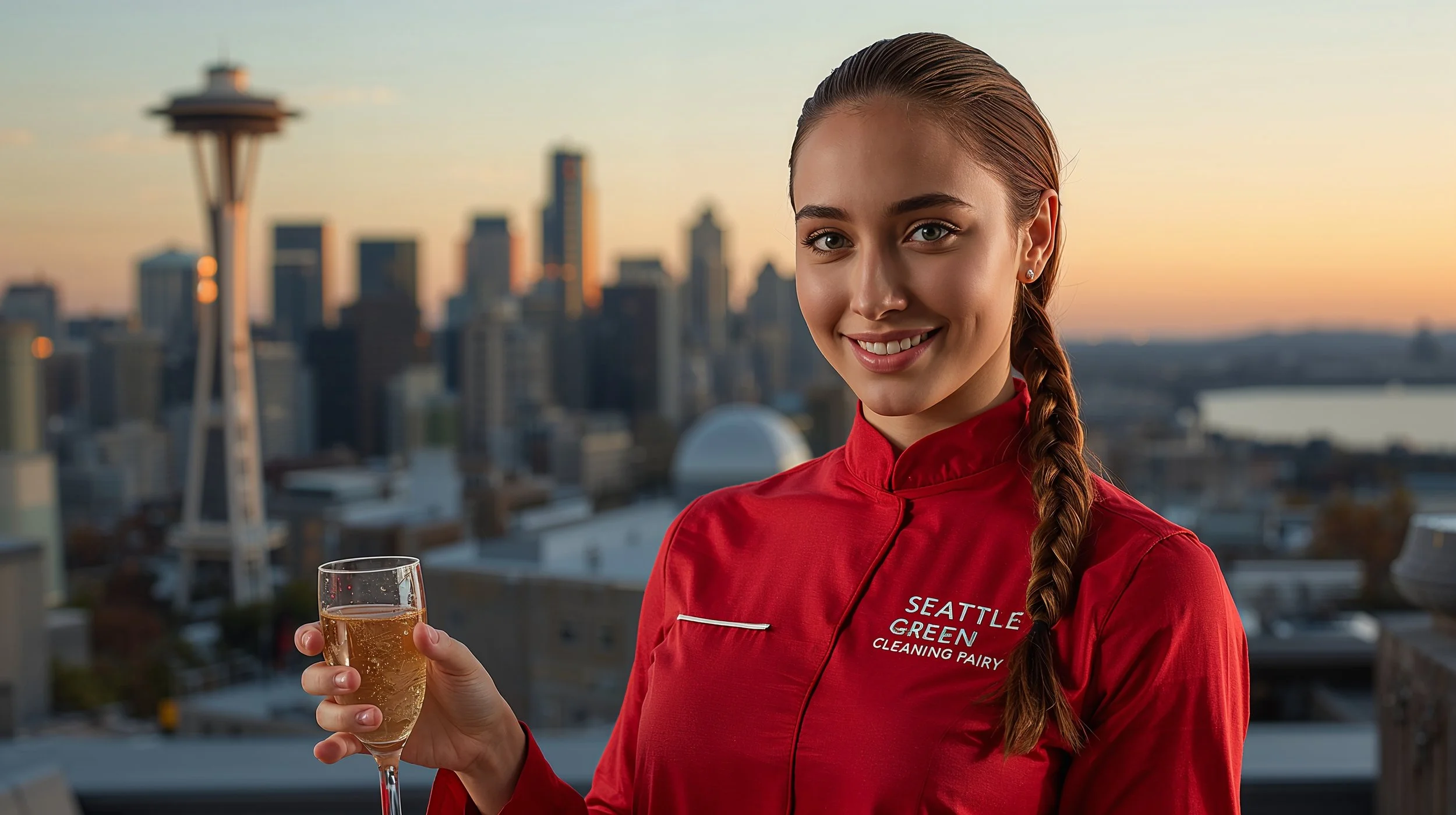 Event cleaning professional collecting glassware after rooftop event in Seattle