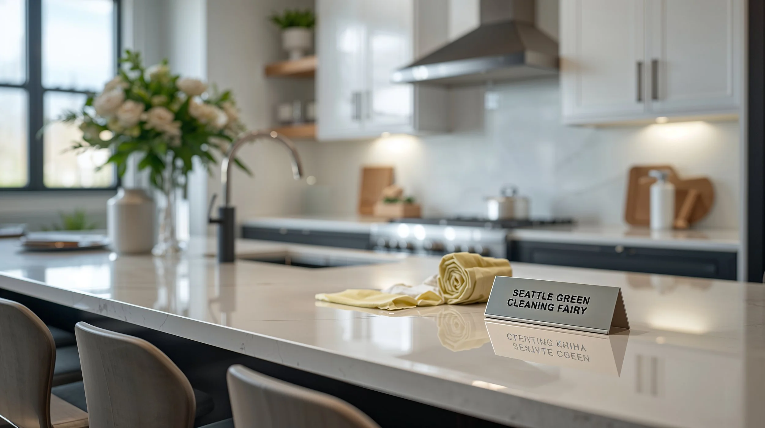 Spotless kitchen after professional house cleaning services in First Hill Seattle by Seattle Green Cleaning Fairy