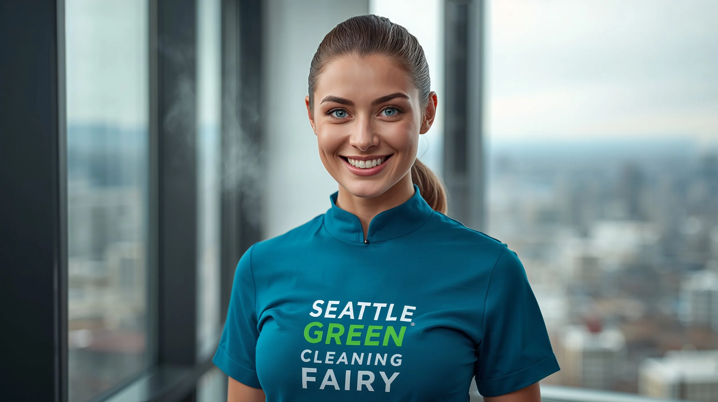 Professional cleaner steam cleaning a luxury couch in a Seattle condo