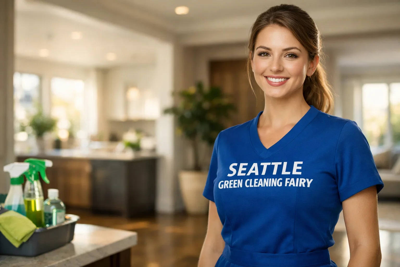 Seattle Green Cleaning Fairy cleaner in an eco-friendly, freshly cleaned Seattle home interior