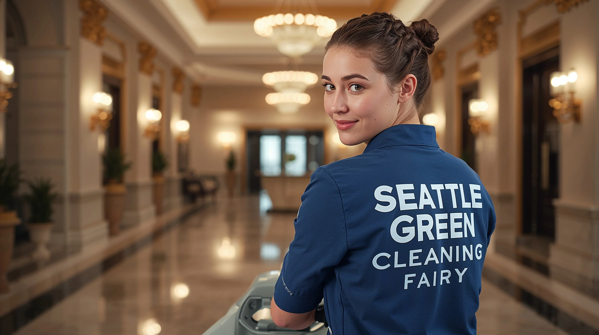 Professional hotel lobby floor polishing in Seattle