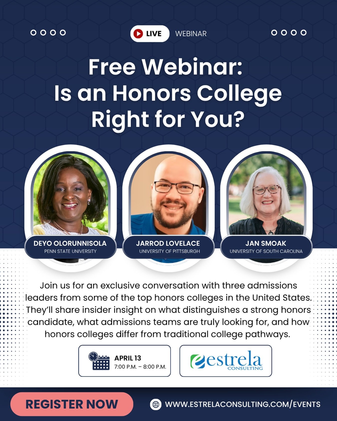 If you&rsquo;re aiming high, this is for you.

🚨 APRIL 13 🚨

Honors colleges aren&rsquo;t just about strong grades&mdash;they&rsquo;re built for students who want more: more challenge, more opportunity, and more out of their college experience. But